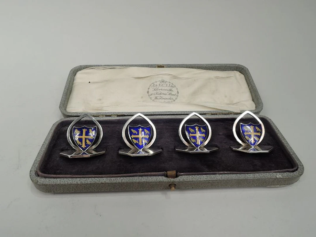 Set of 4 Place Card Holders with University College at Oxford Arms