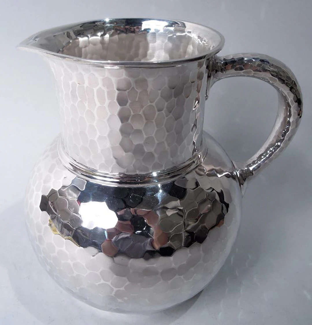 Antique Whiting Japonesque Craftsman Hand Hammered Water Pitcher