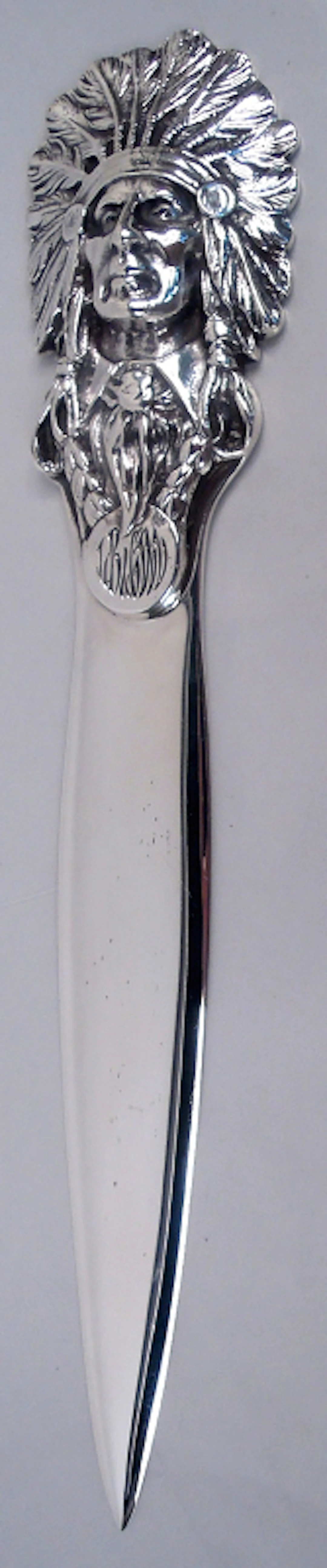 Antique Native American Indian Chief Sterling Silver Letter Opener