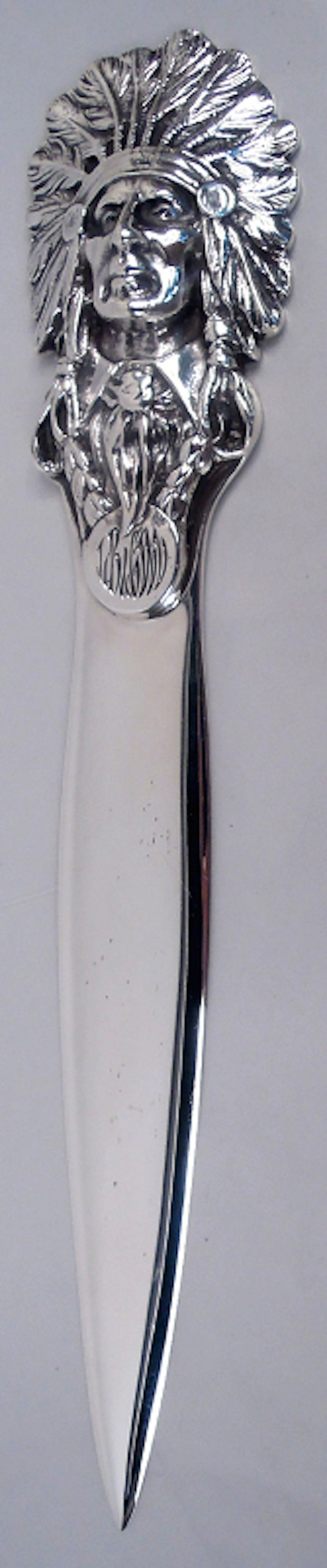 Antique Native American Indian Chief Sterling Silver Letter Opener