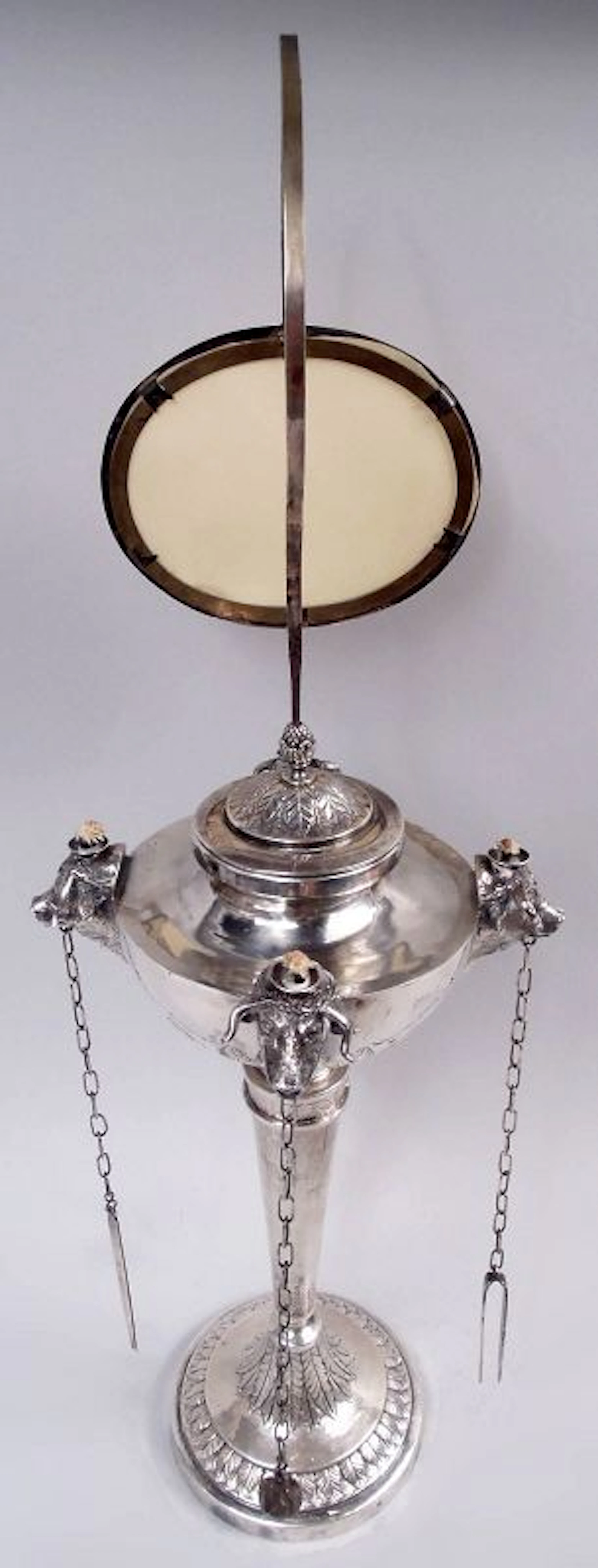 Antique Italian Grand Tour Silver Oil Lamp by Angelo Giannotti C 1830