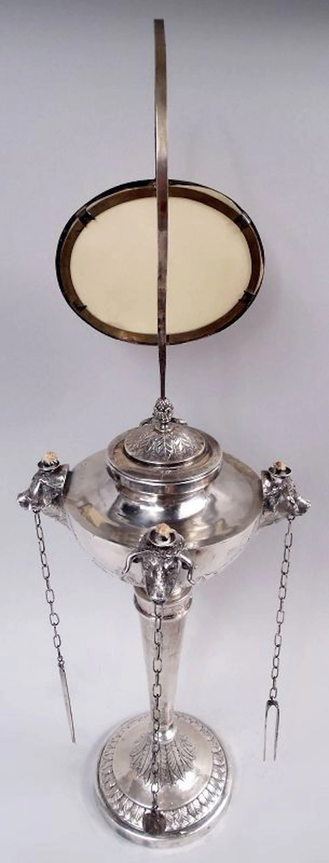 Antique Italian Grand Tour Silver Oil Lamp by Angelo Giannotti C 1830