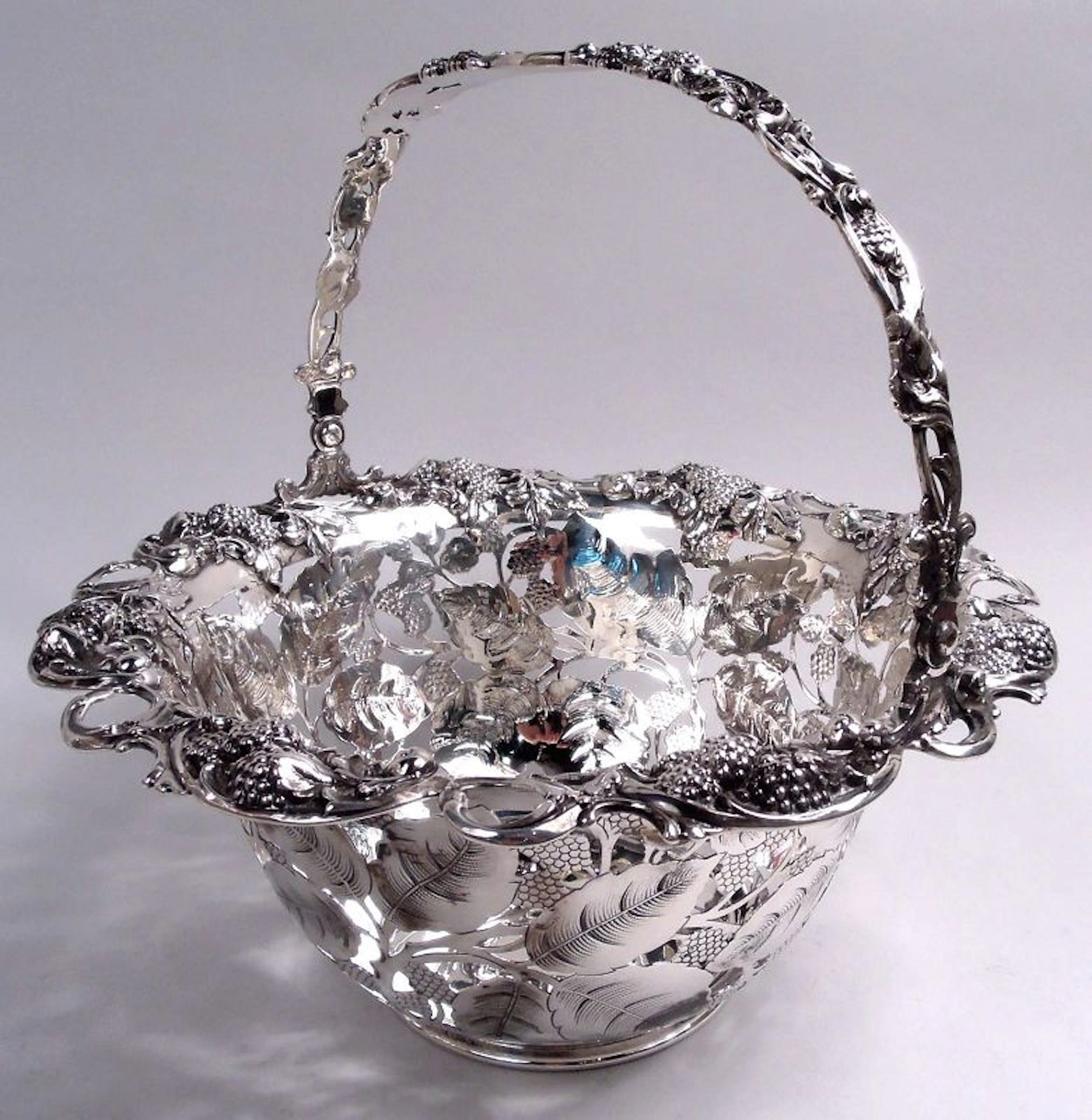 Tiffany Edwardian Sterling Silver Blackberry Basket with Lots of Charm