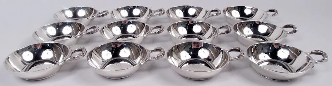 Set of 12 English Modern Wine Tasters with Armorial 1930