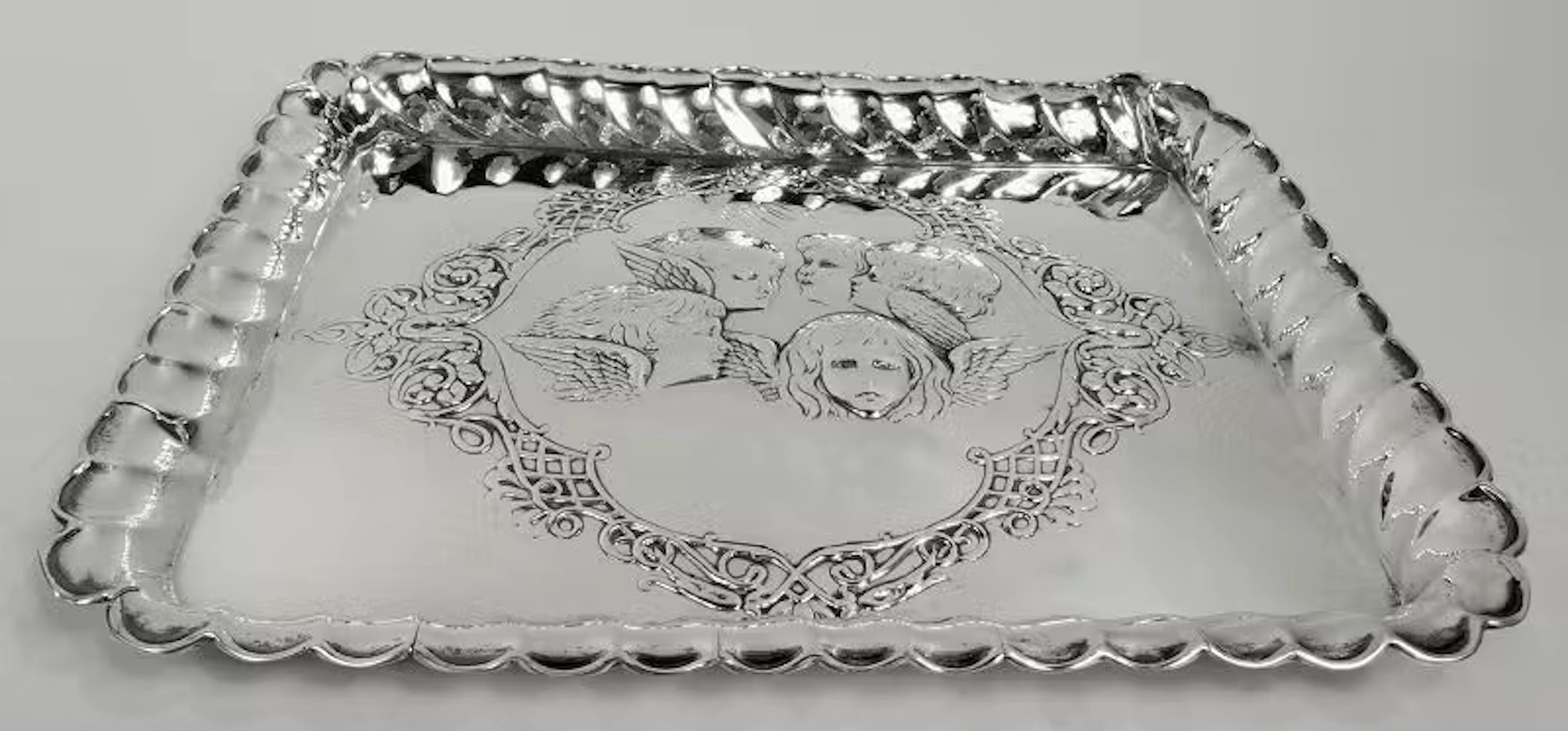 English Edwardian Georgian Tray with Reynolds’ Angel’s Heads 1903
