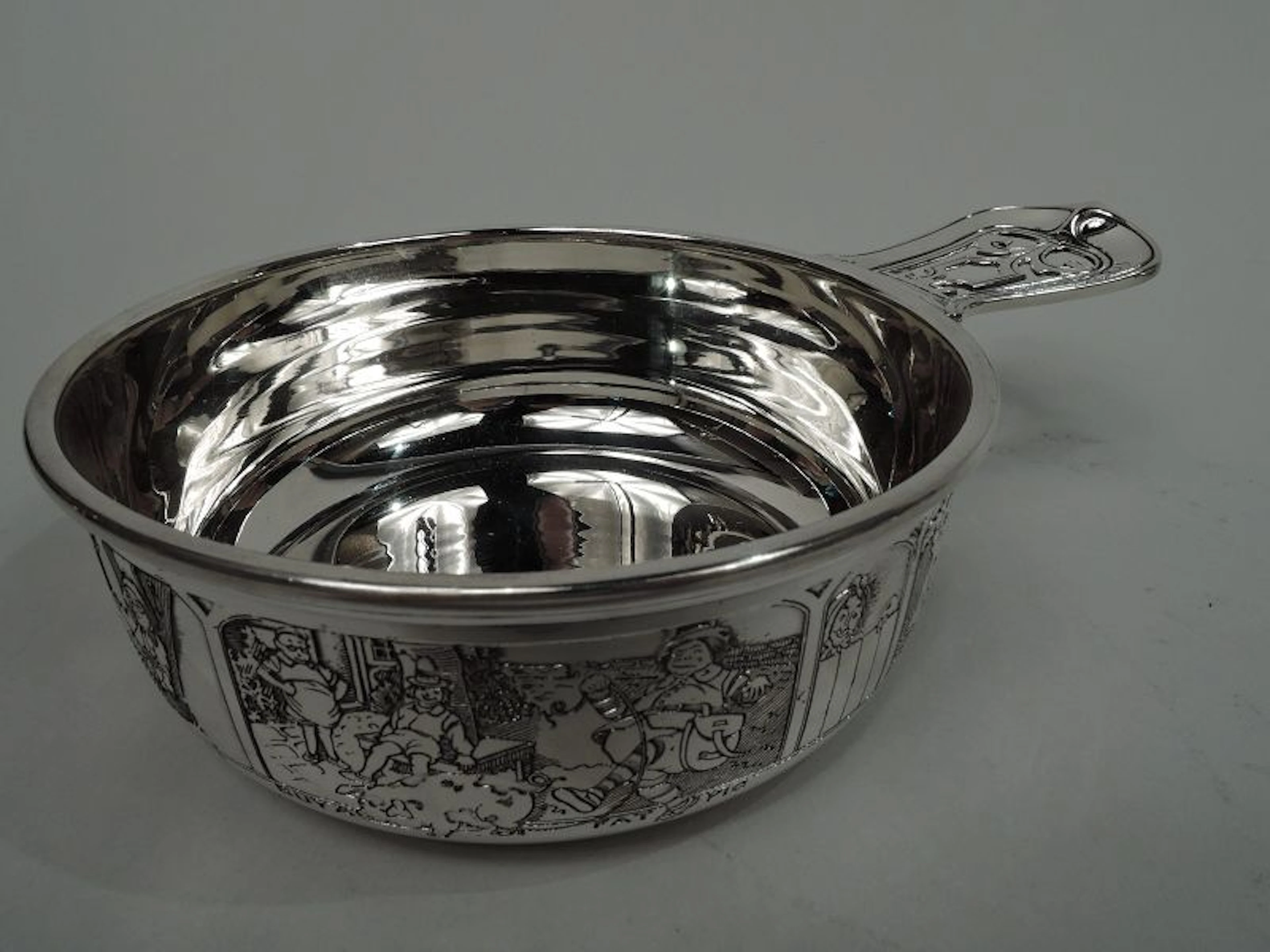 Antique American Edwardian Sterling Silver Nursery Rhyme Porringer