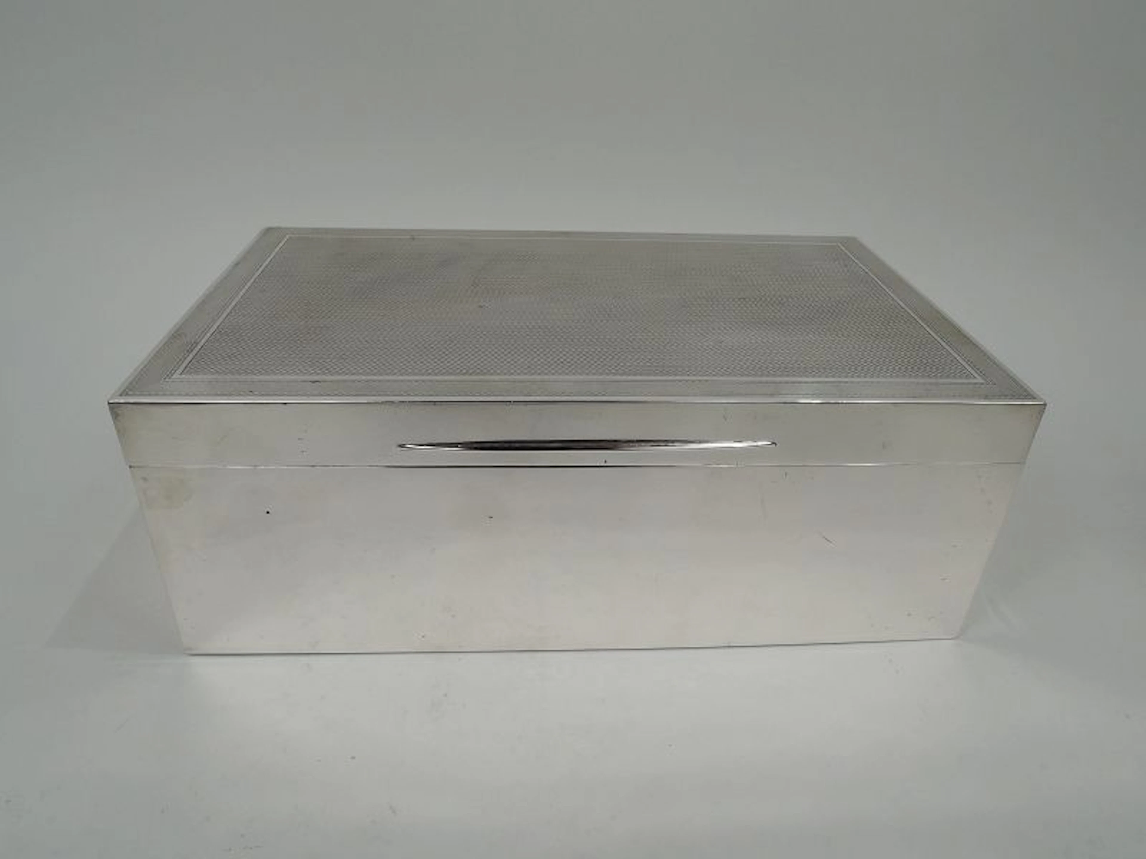 Large Antique English Art Deco Sterling Silver Cigar Box 1930
