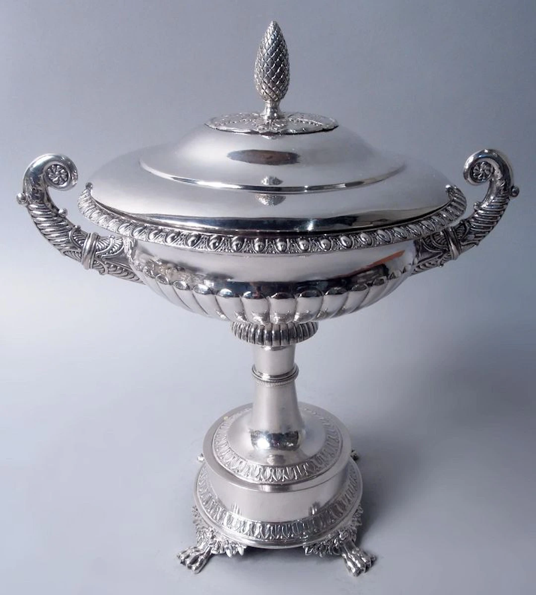 Antique Swedish Greek Revival Silver Covered Kylix Bowl 1828