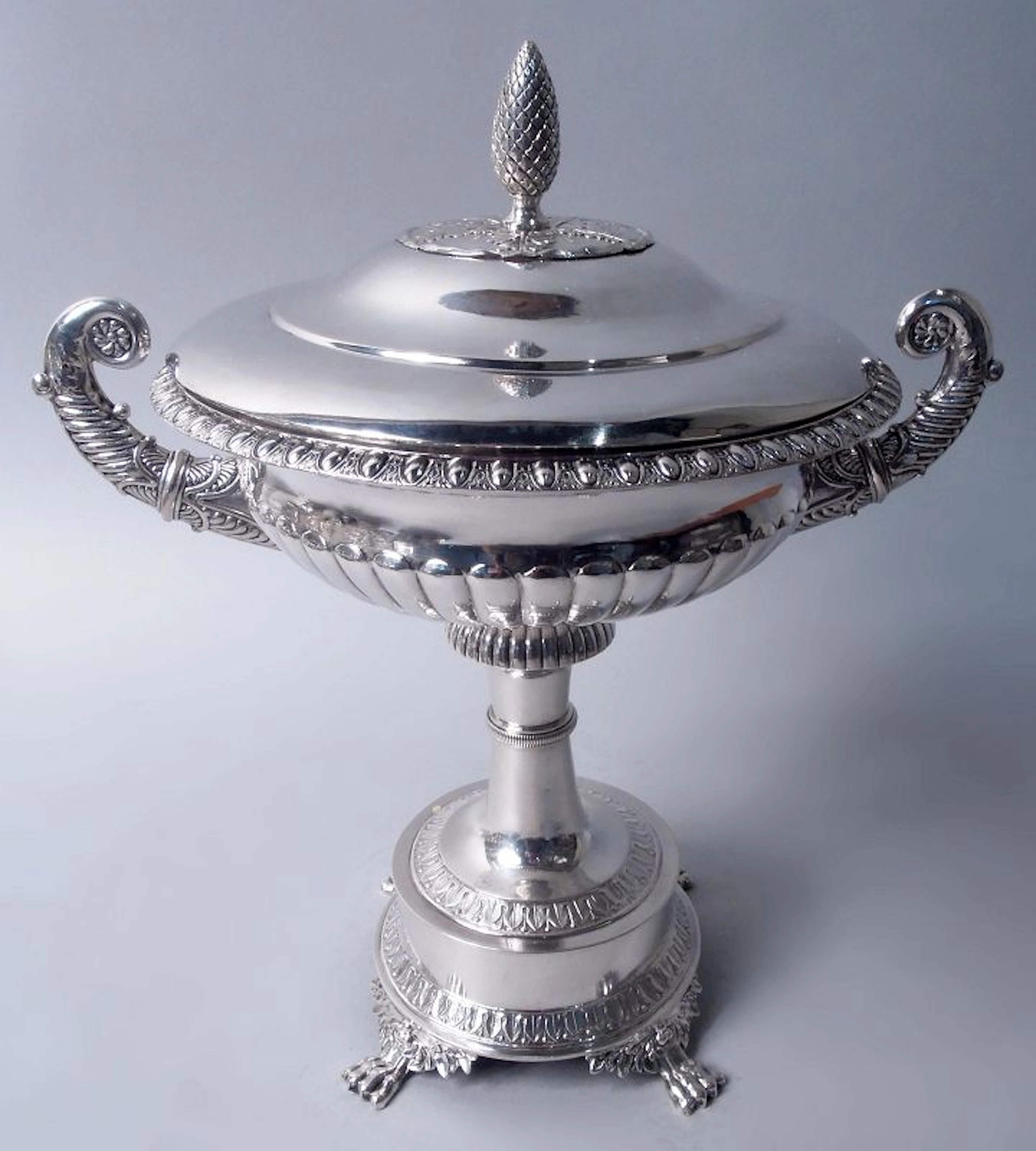 Antique Swedish Greek Revival Silver Covered Kylix Bowl 1828