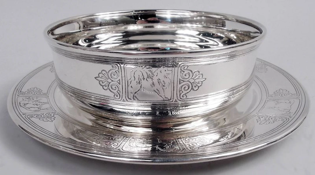 Antique Tiffany Edwardian Sterling Silver Baby Bowl & Plate