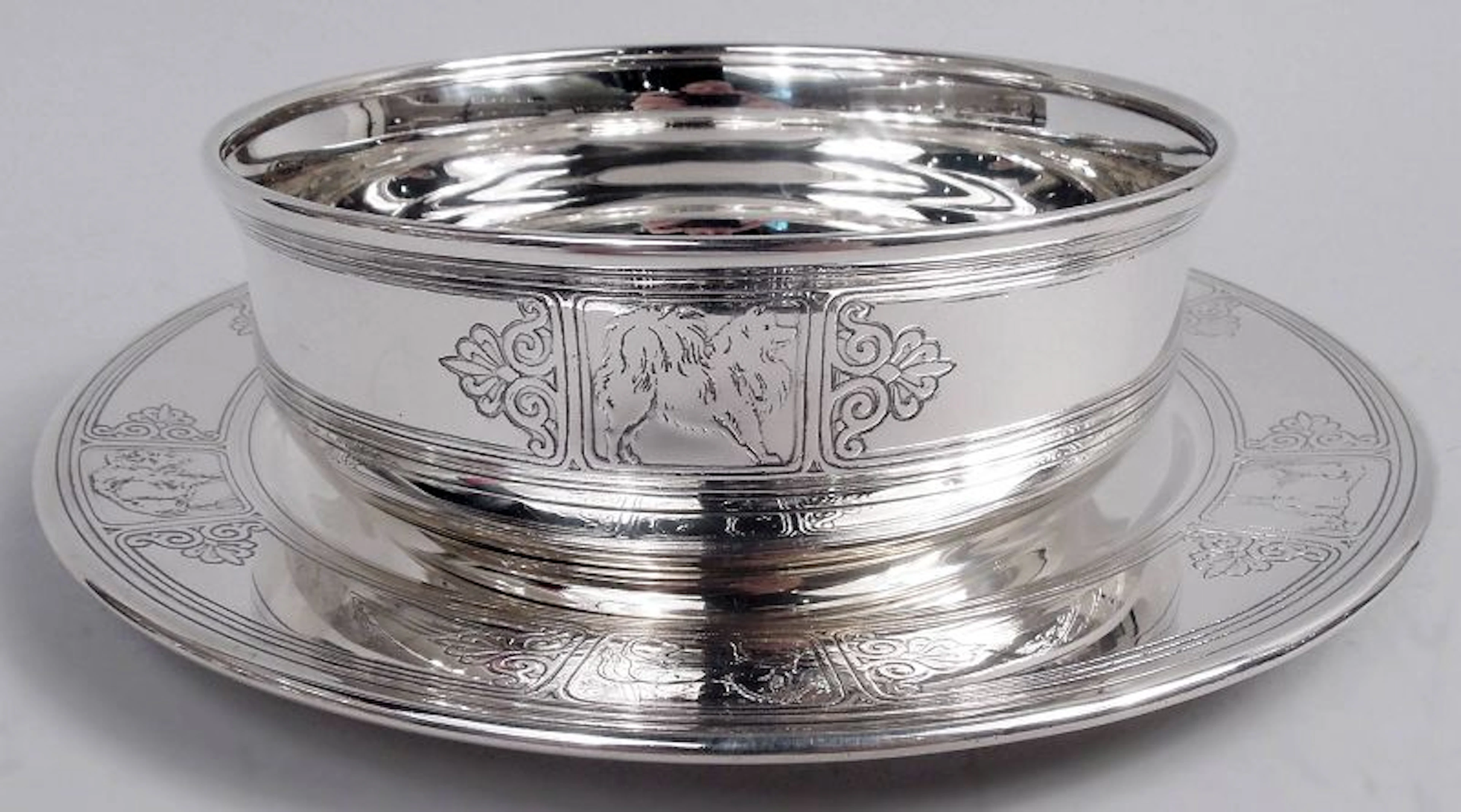 Antique Tiffany Edwardian Sterling Silver Baby Bowl & Plate