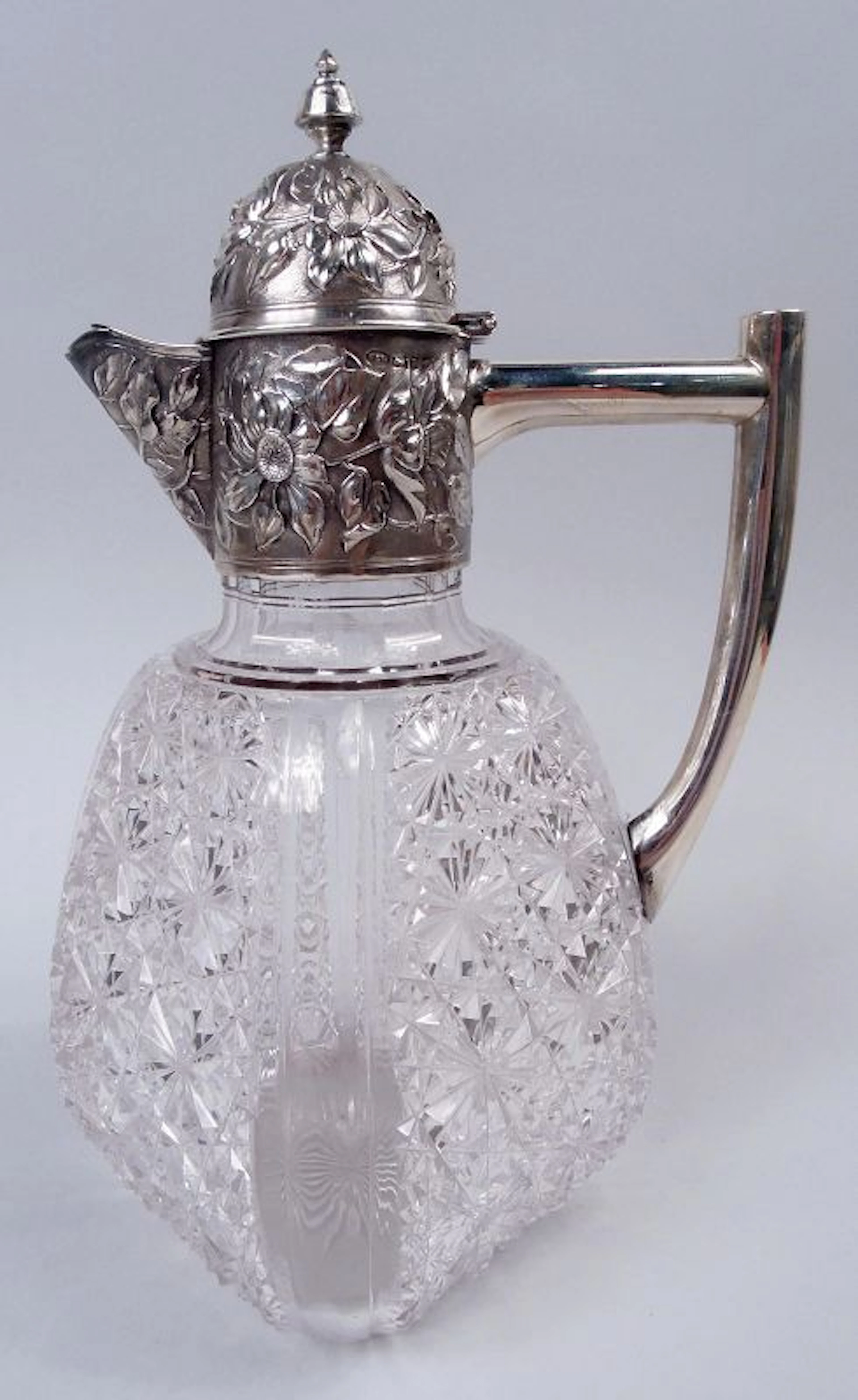 Pretty English Victorian Sterling Silver & Cut-Glass Decanter 1889