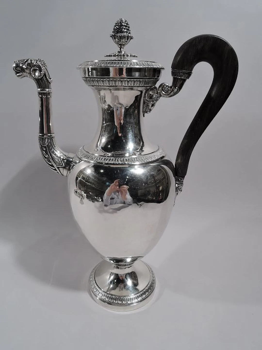 Large Antique French Restauration Etruscan Silver Coffeepot C 1820