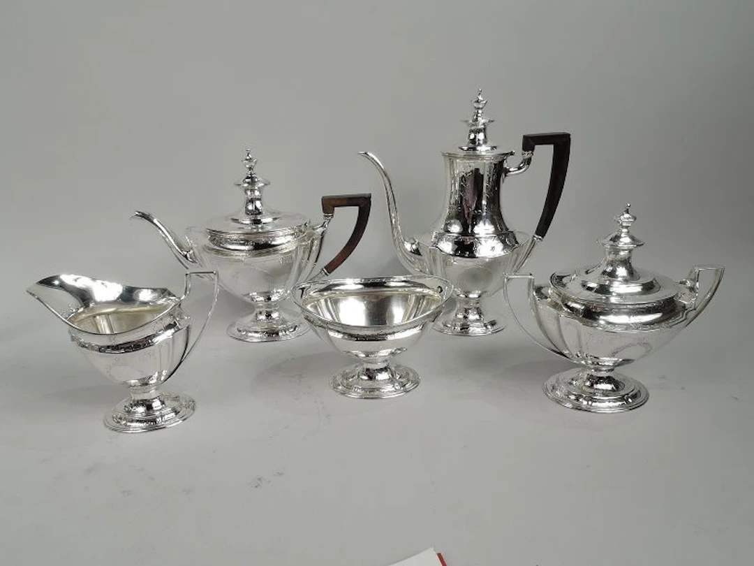 Antique Tiffany Edwardian Classical 5-Piece Coffee & Tea Set