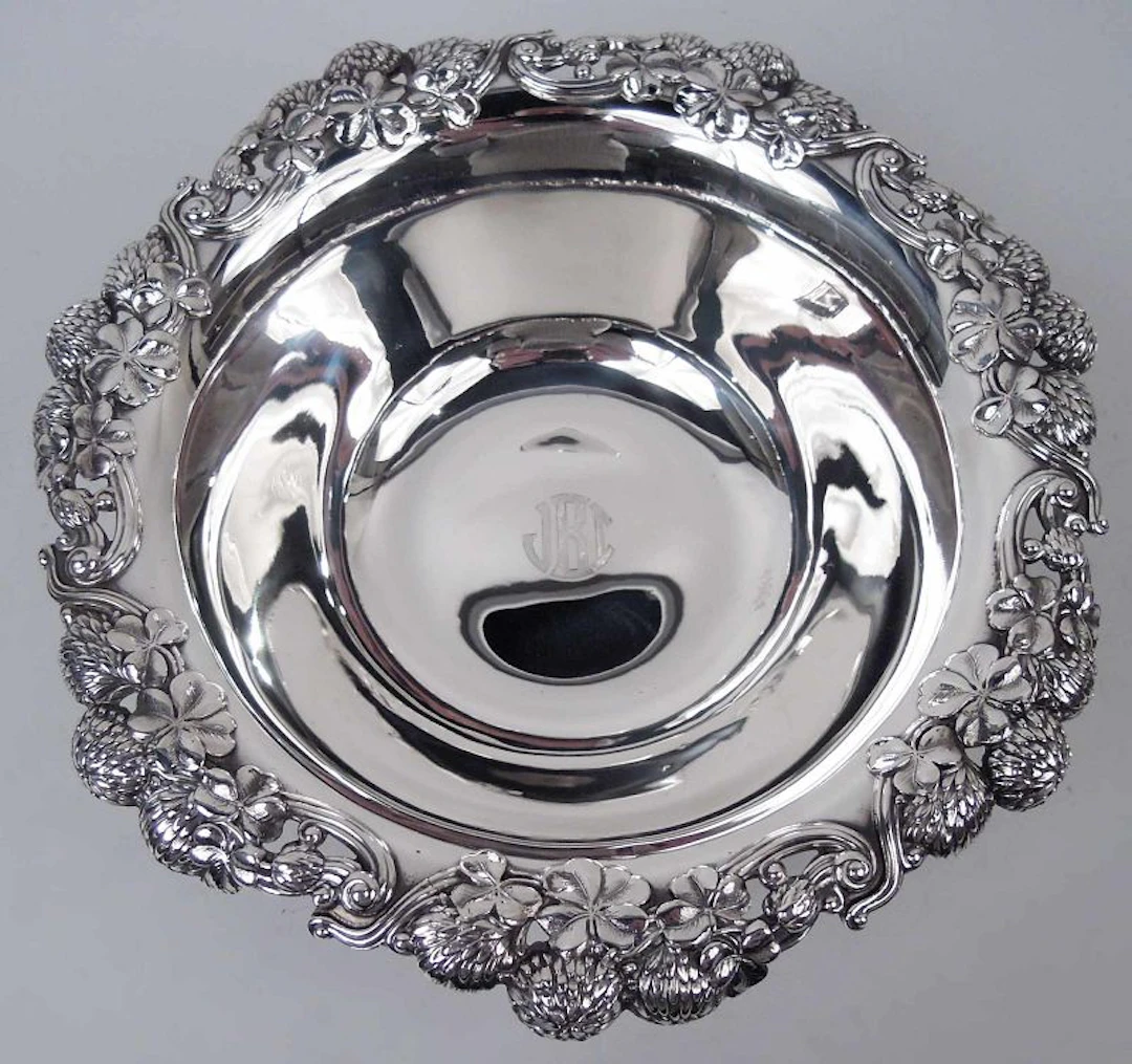 Antique Tiffany Sterling Silver Bowl in Classic Clover Pattern