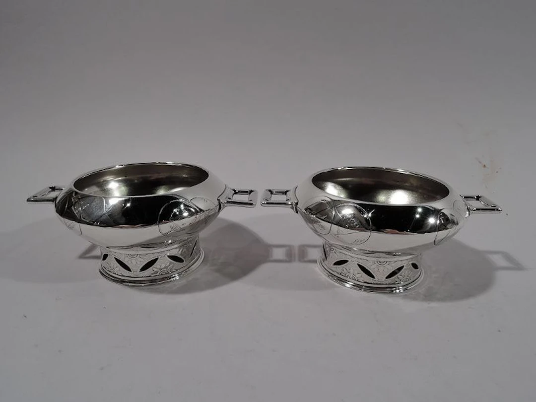 Pair of Tiffany Japonesque Open Salts with Early Union Square Mark