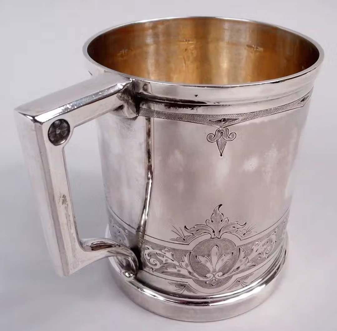 Antique Gorham Victorian Classical Coin Silver Baby Cup