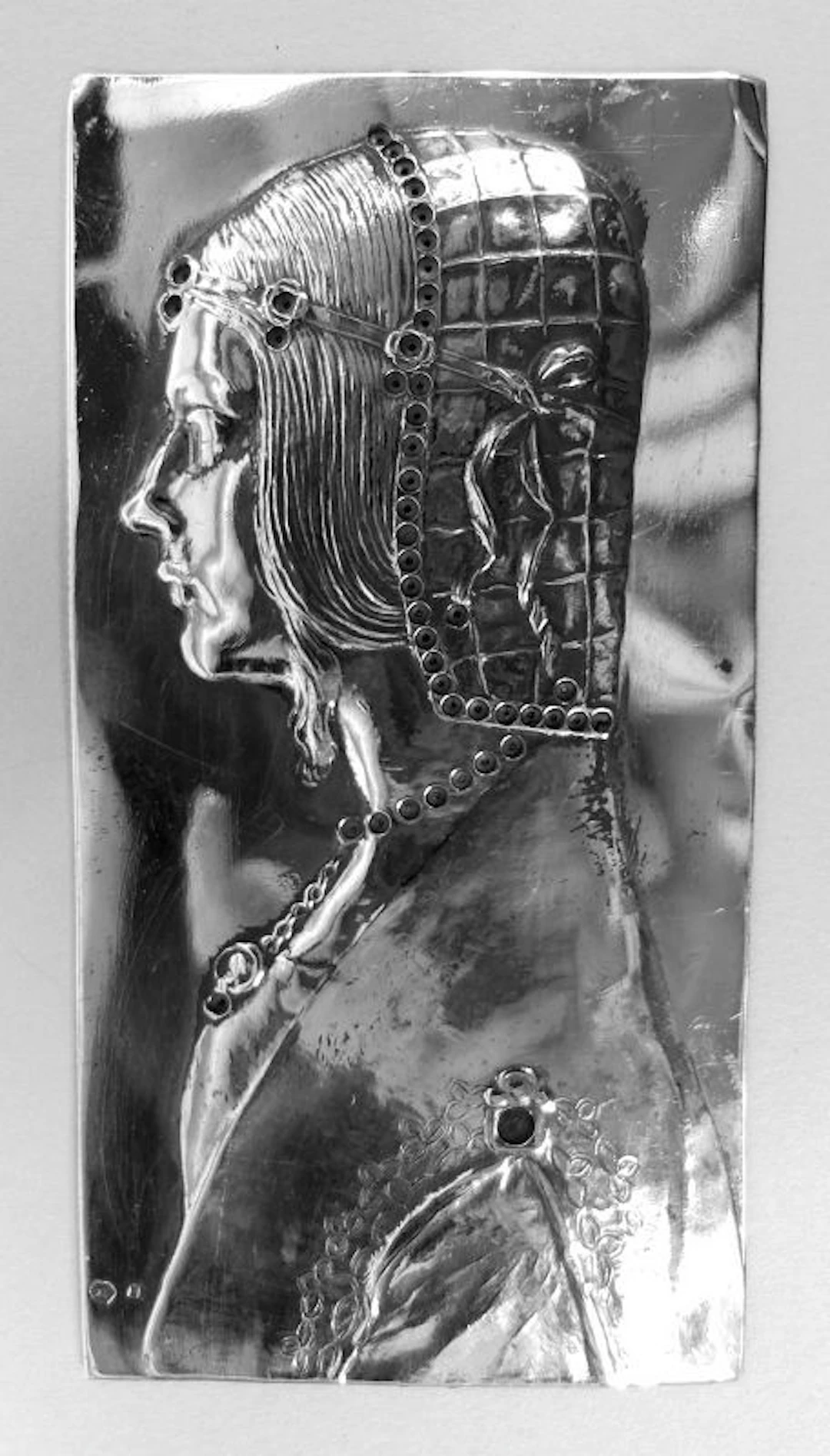 Austrian Belle Epoque Silver Plaque with Italian Renaissance Portrait