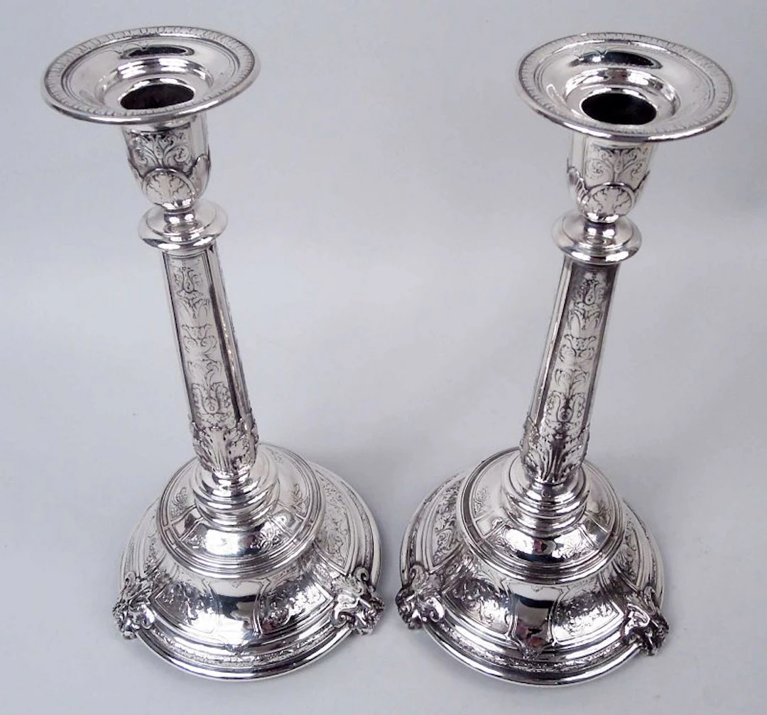 Pair of Gorham Florenz Sterling Silver Candlesticks 1924