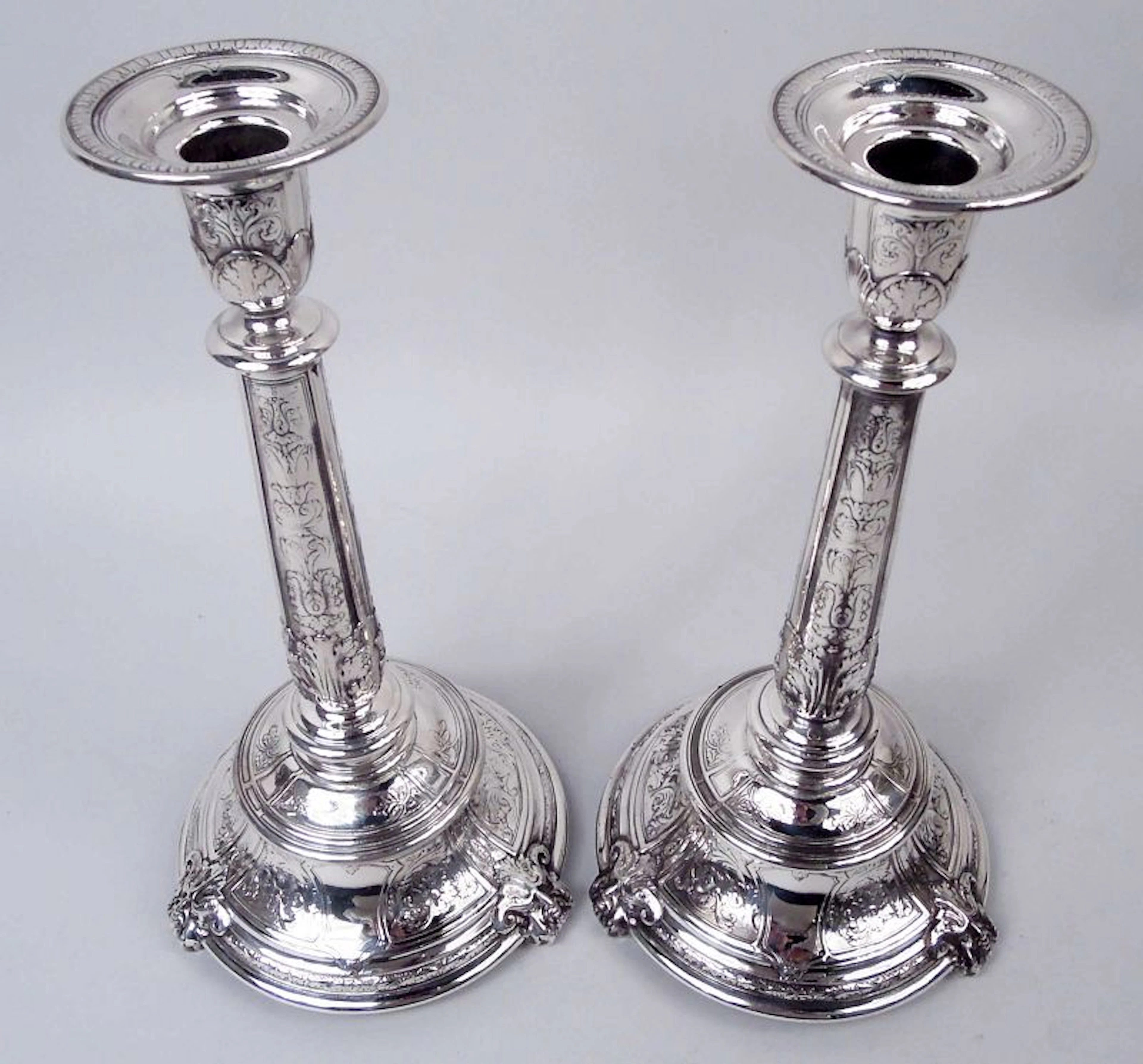 Pair of Gorham Florenz Sterling Silver Candlesticks 1924