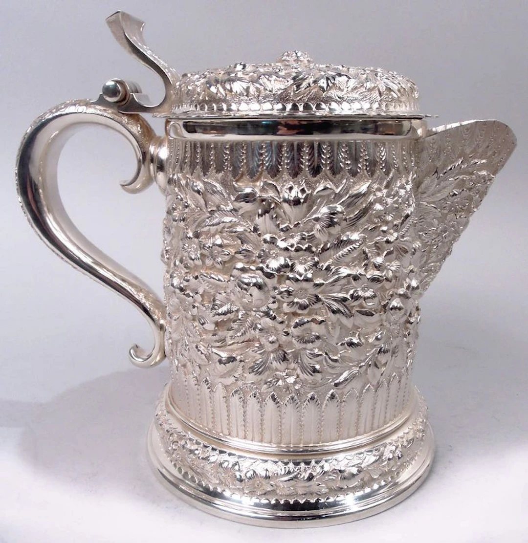 Tiffany Victorian Classical Repousse Sterling Silver Tankard Pitcher