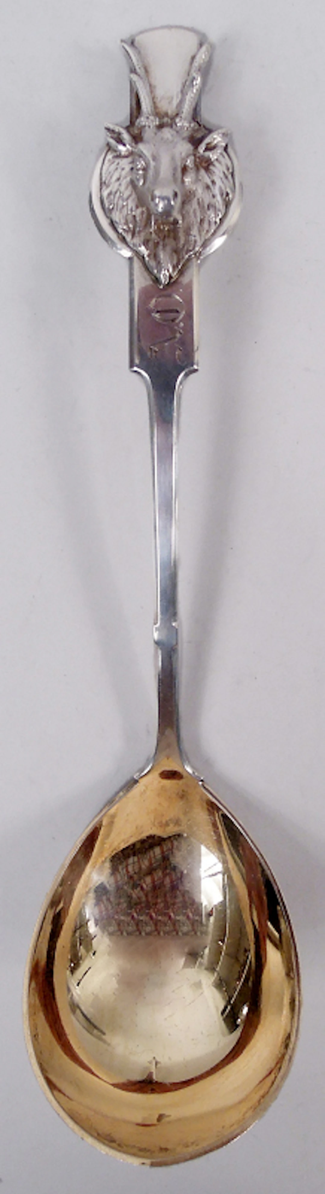 Gorham Victorian Coin Silver Gravy Ladle in Saxon Stag Alpha Pattern