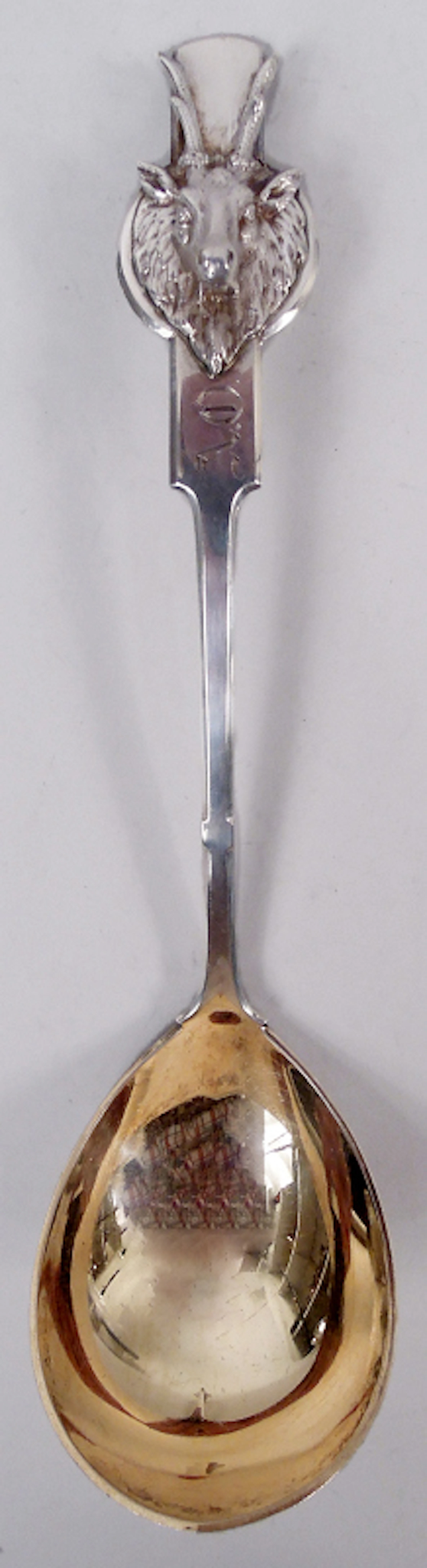 Gorham Victorian Coin Silver Gravy Ladle in Saxon Stag Alpha Pattern
