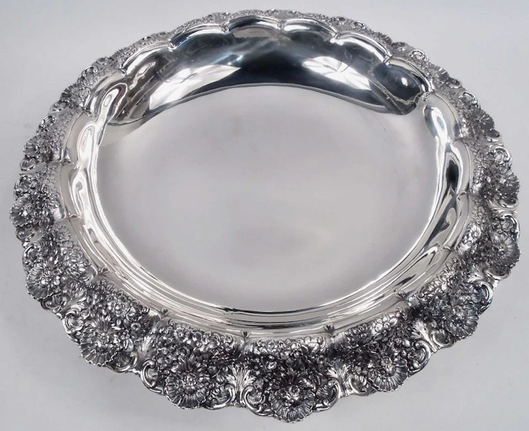 Antique Tiffany Victorian Sterling Silver Floral Centerpiece Bowl