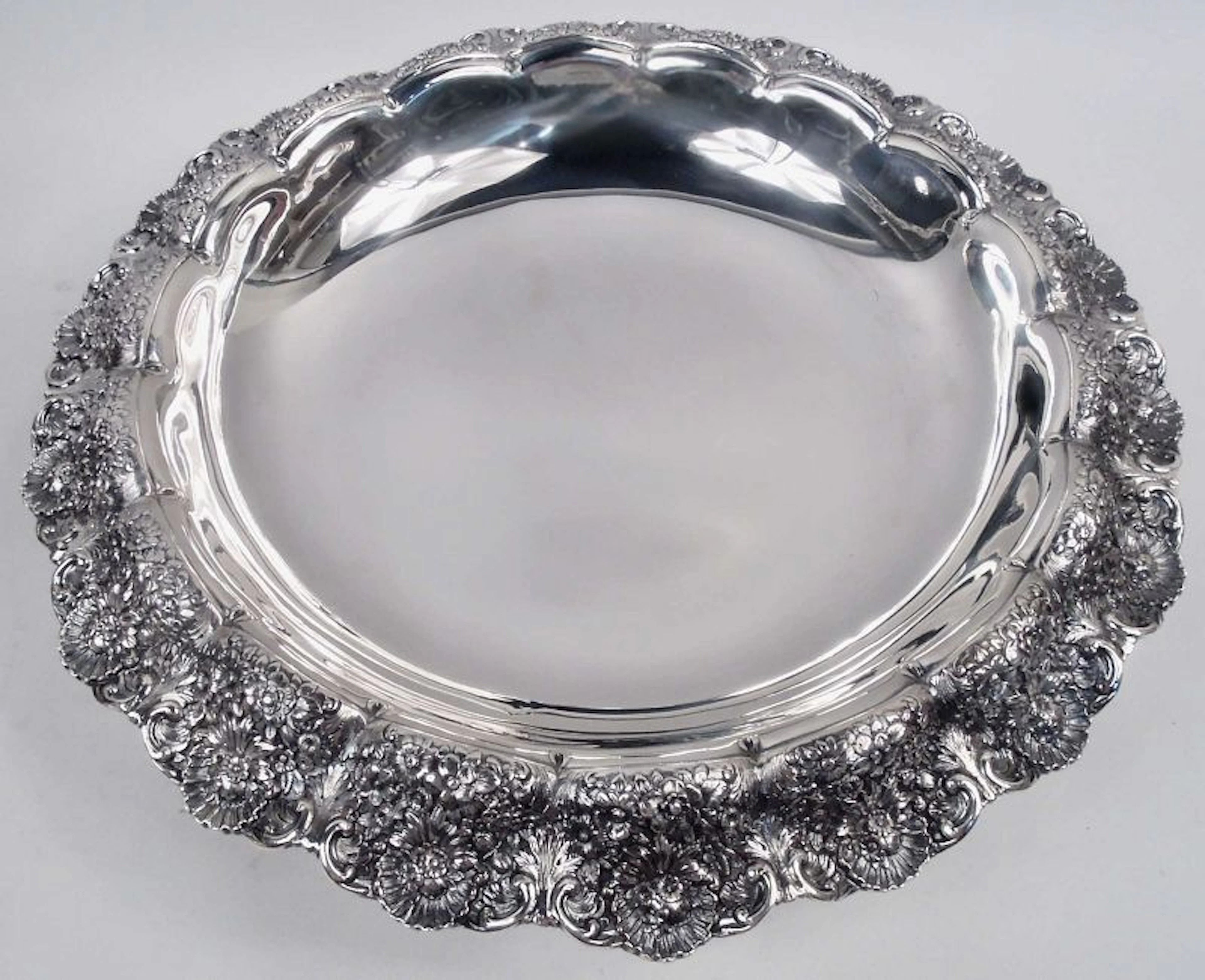 Antique Tiffany Victorian Sterling Silver Floral Centerpiece Bowl