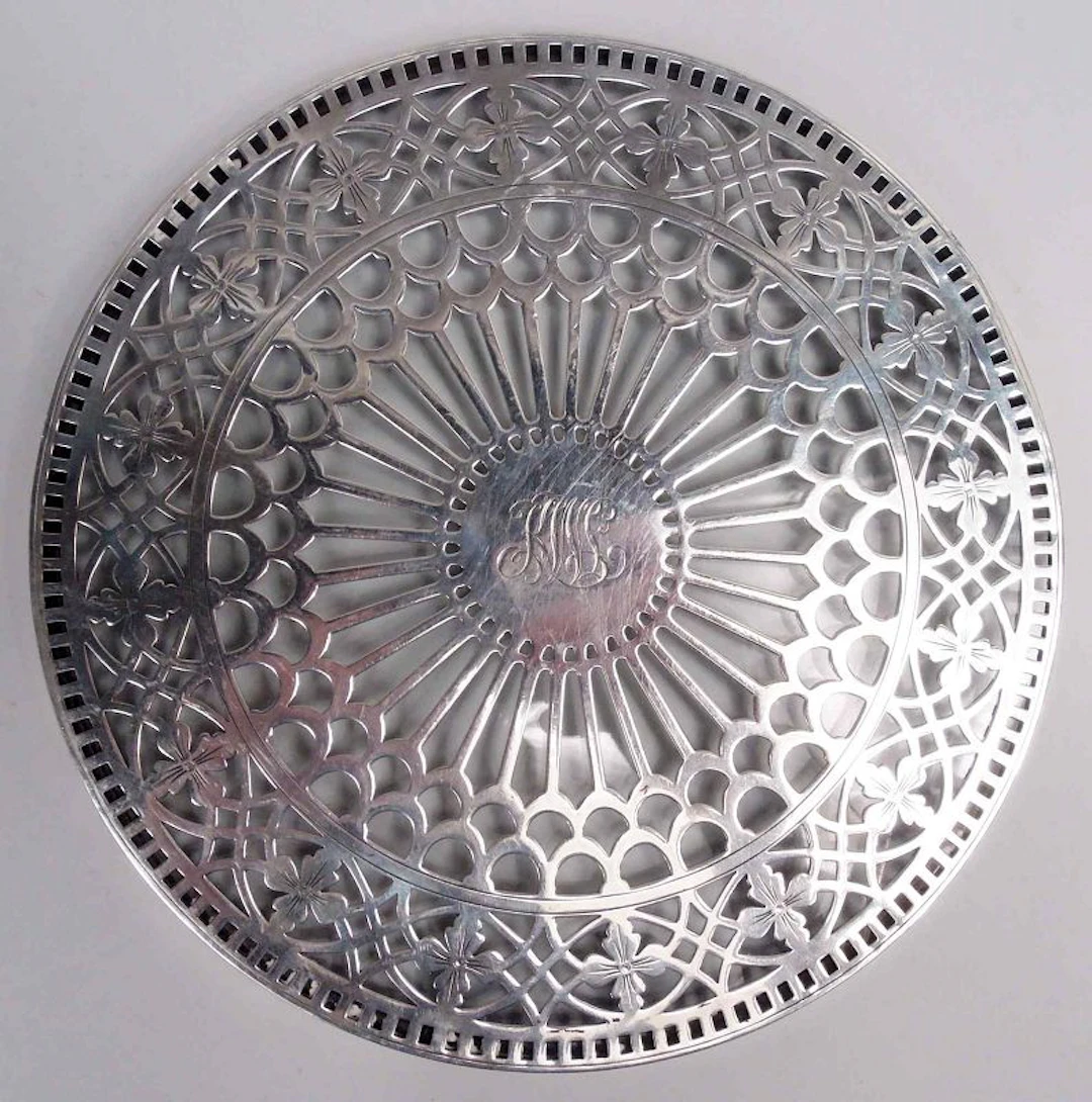 Antique Tiffany Edwardian Classical Silver Overlay Trivet