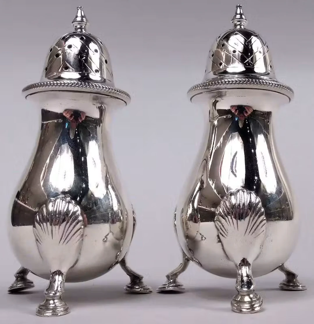Pair of American Edwardian Classical Sterling Silver Pepper Shakers
