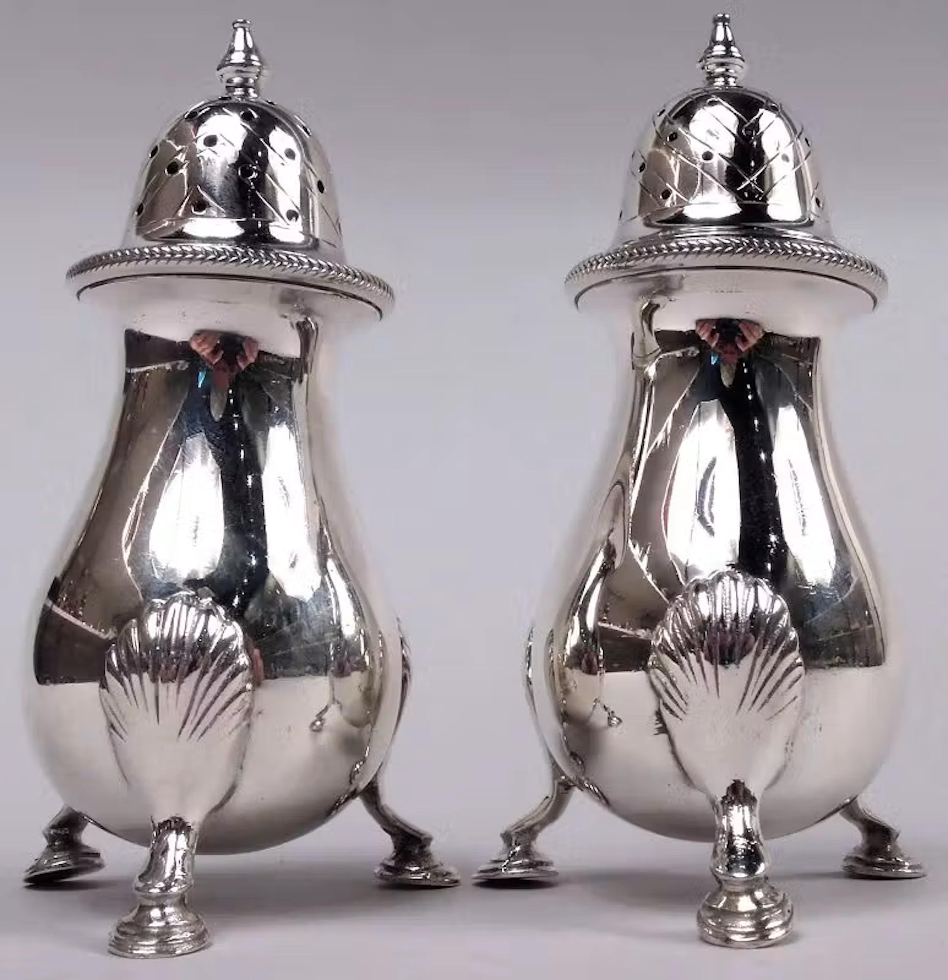 Pair of American Edwardian Classical Sterling Silver Pepper Shakers