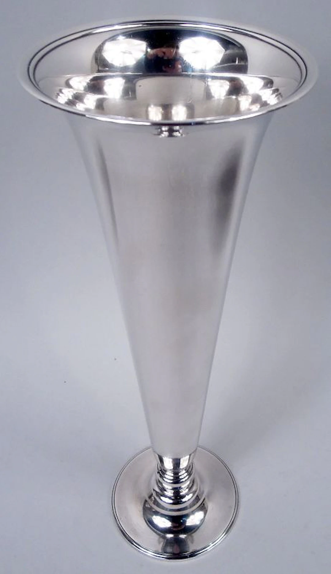 Tiffany Art Deco Sterling Silver 12-Inch Trumpet Vase