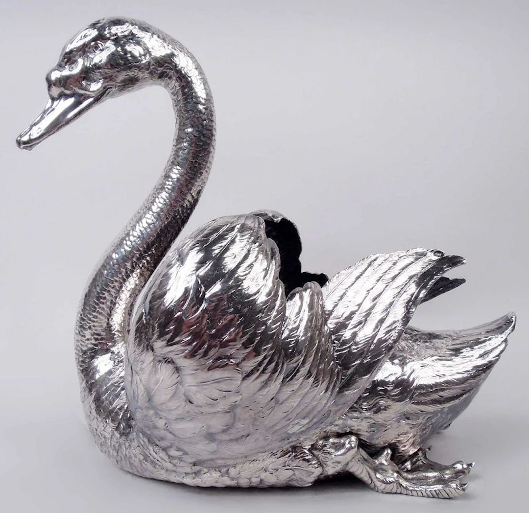 Antique Austrian Silver Centerpiece Swan