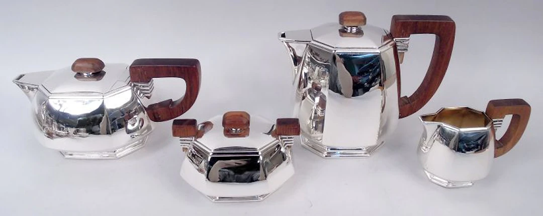 Jean Puiforcat French Art Deco Silver 4-Piece Coffee & Tea Set