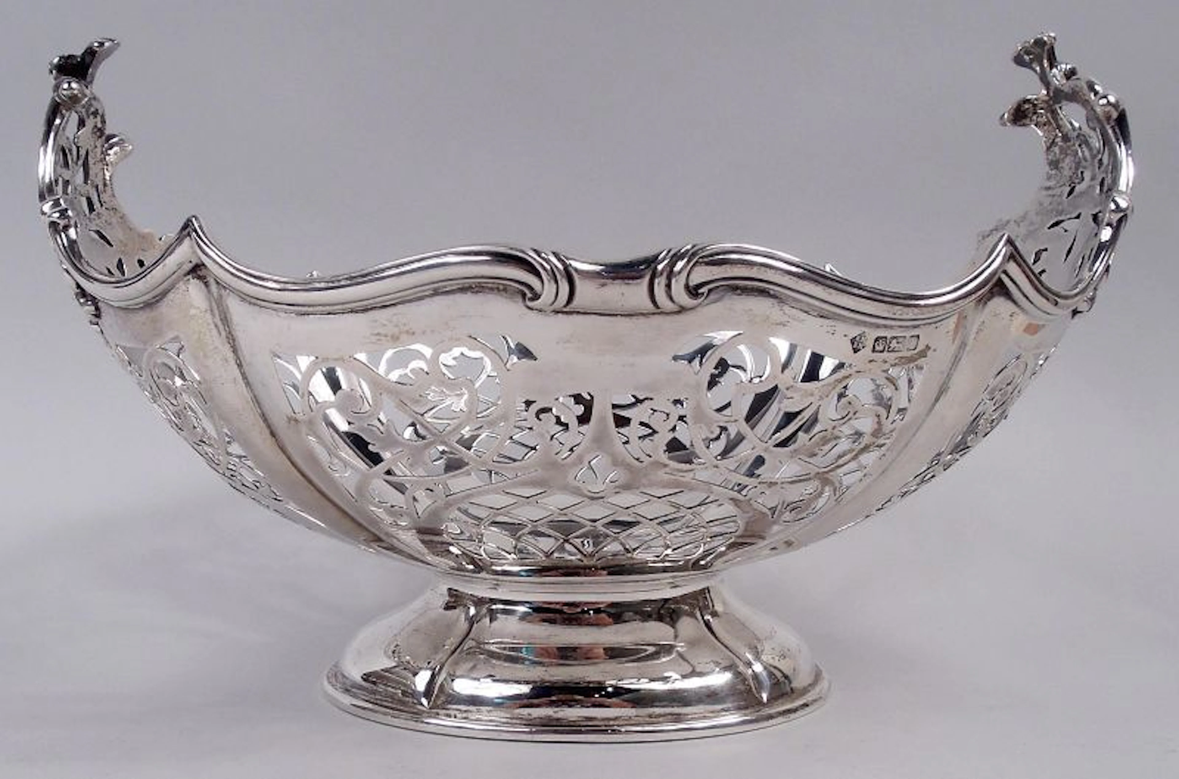 English Edwardian Classical Sterling Silver Openwork Bowl 1911