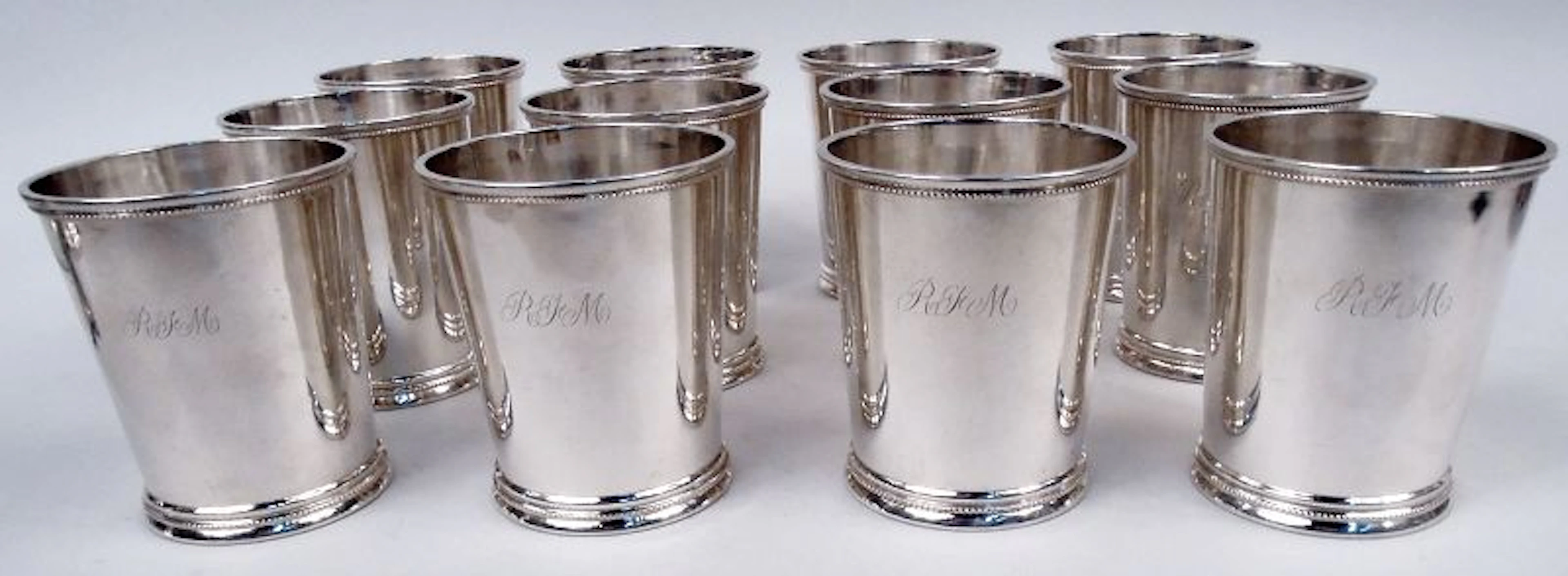 Set of 12 Wood & Hughes New York Coin Silver Mint Julep Cups C 1850