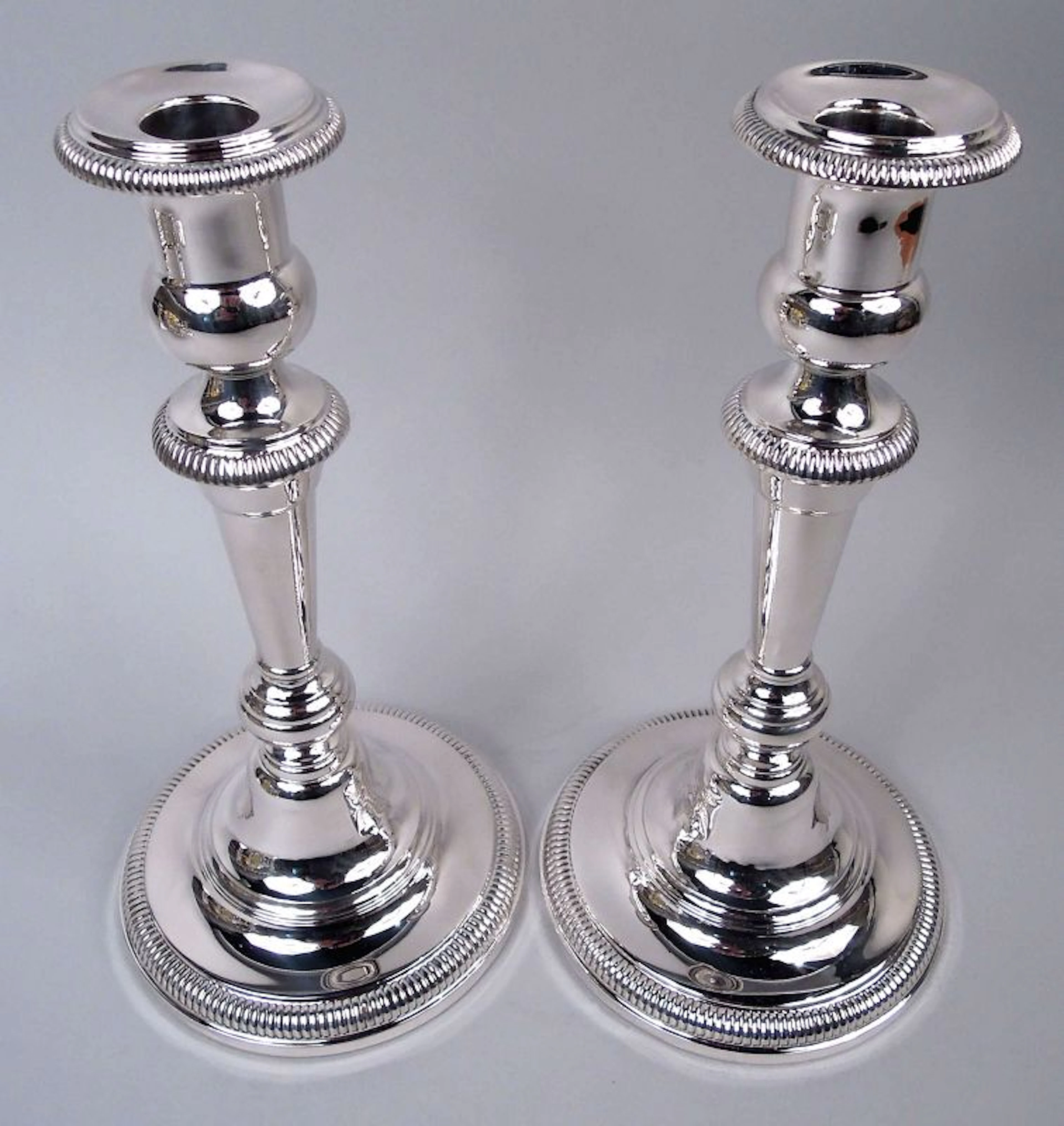 Pair of American Edwardian Classical Sterling Silver Candlesticks