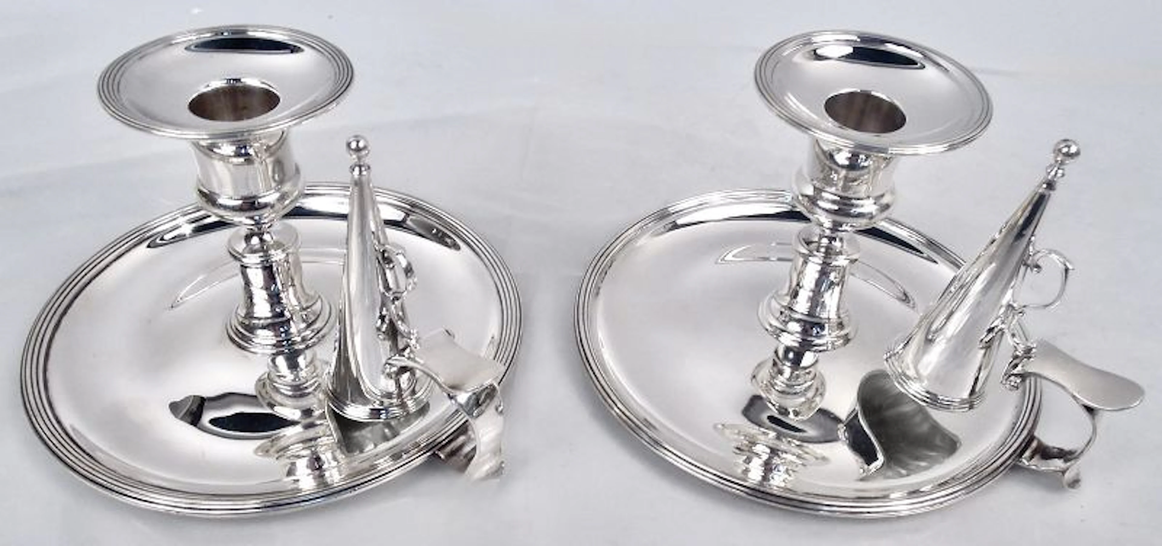 Tiffany Georgian Sterling Silver Chambersticks after Paul Storr