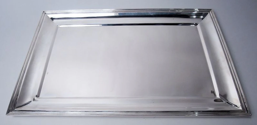 Large Italian Retro Deco Modern Sterling Silver Tray