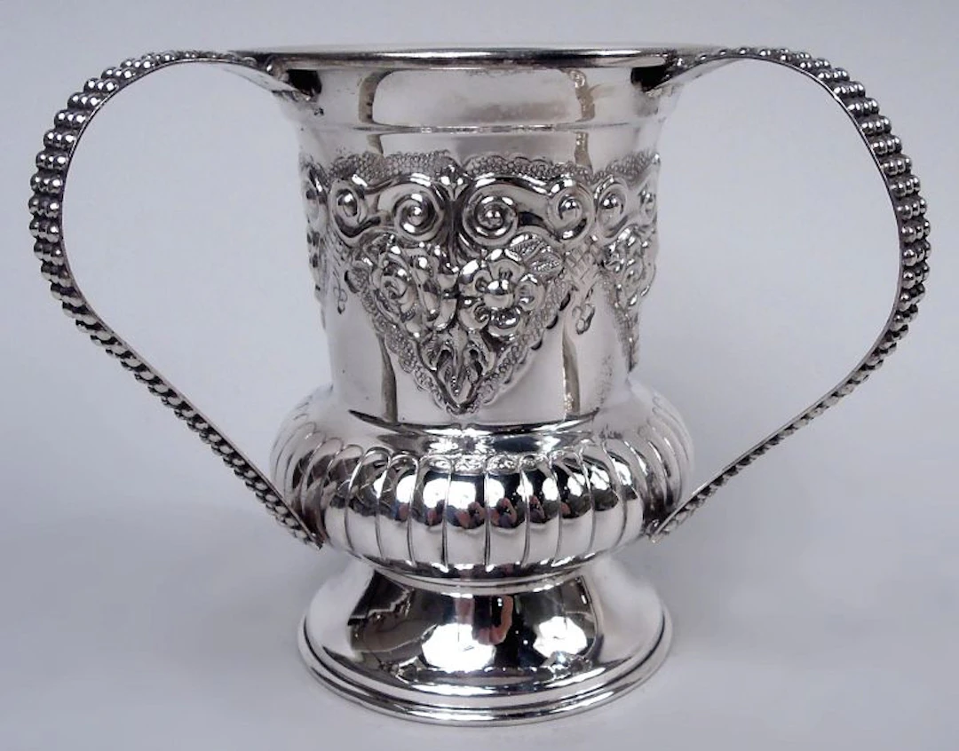 Traditional Judaic Classical Sterling Silver Washing Cup