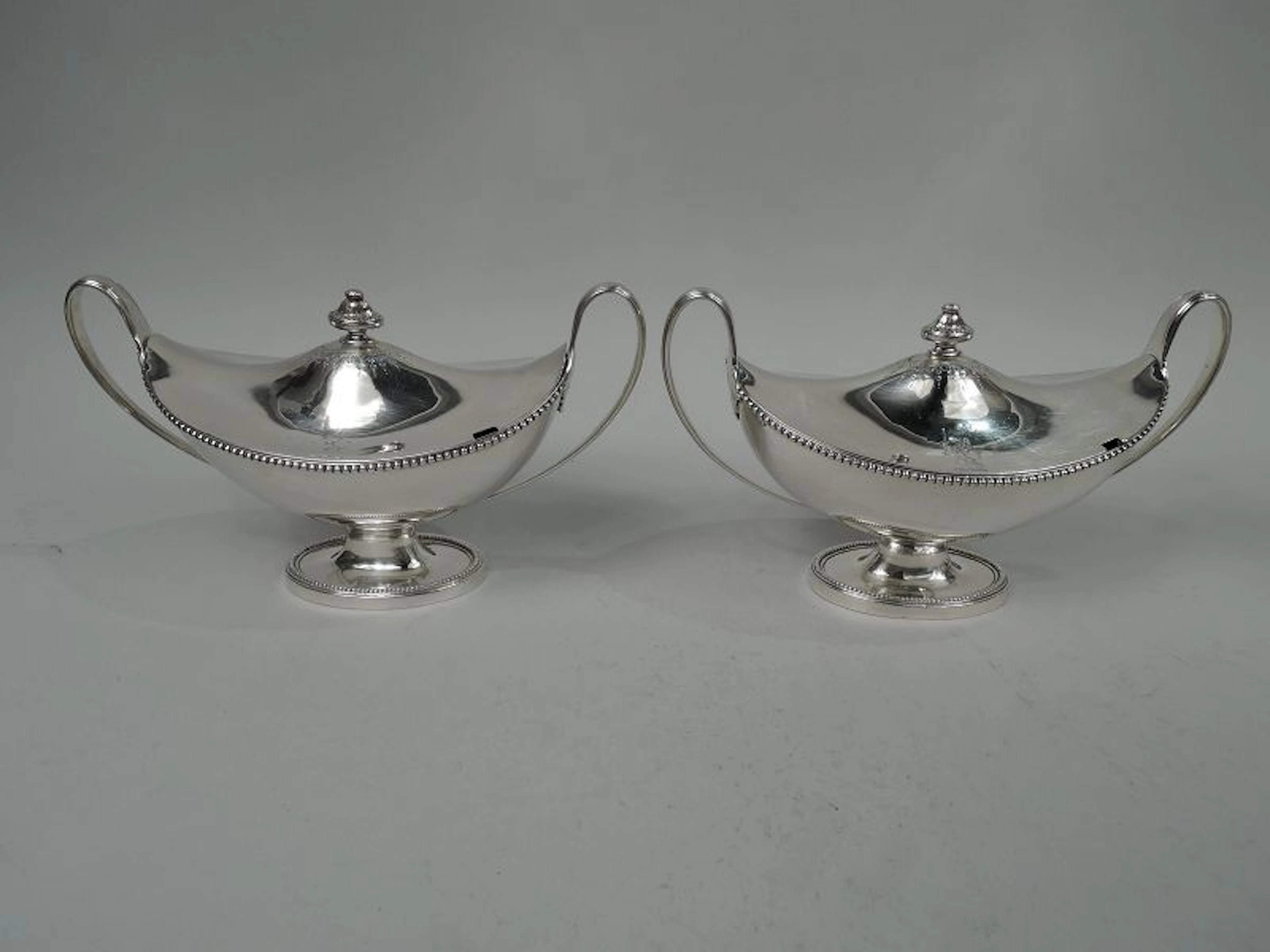 Pair of Antique English Georgian Neoclassical Sauce Tureens 1785