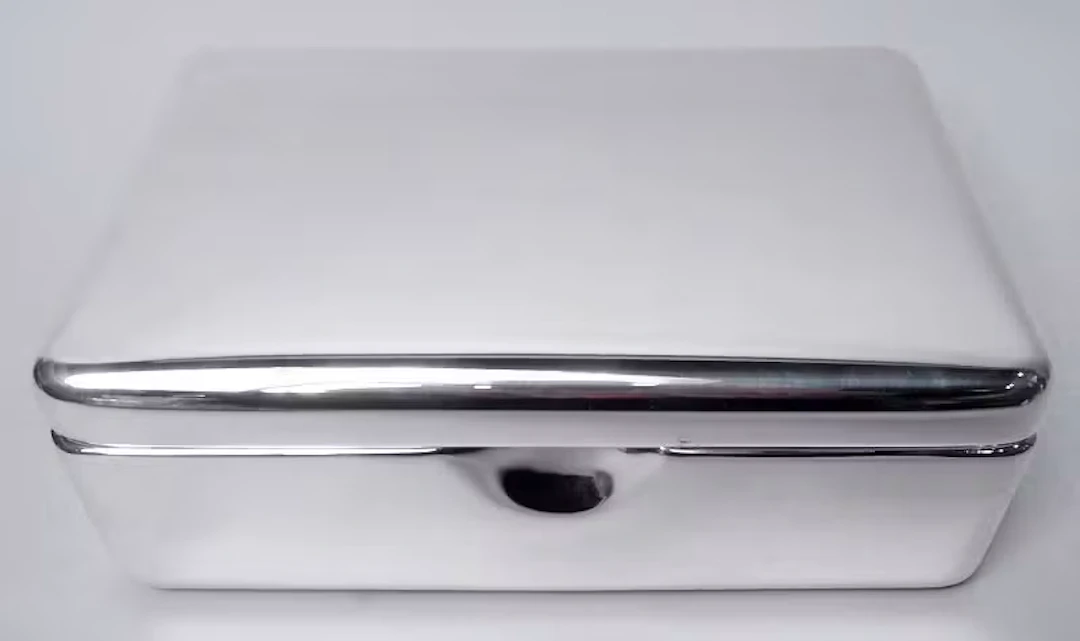 Large and Stylish Italian Modern Sterling Silver Box
