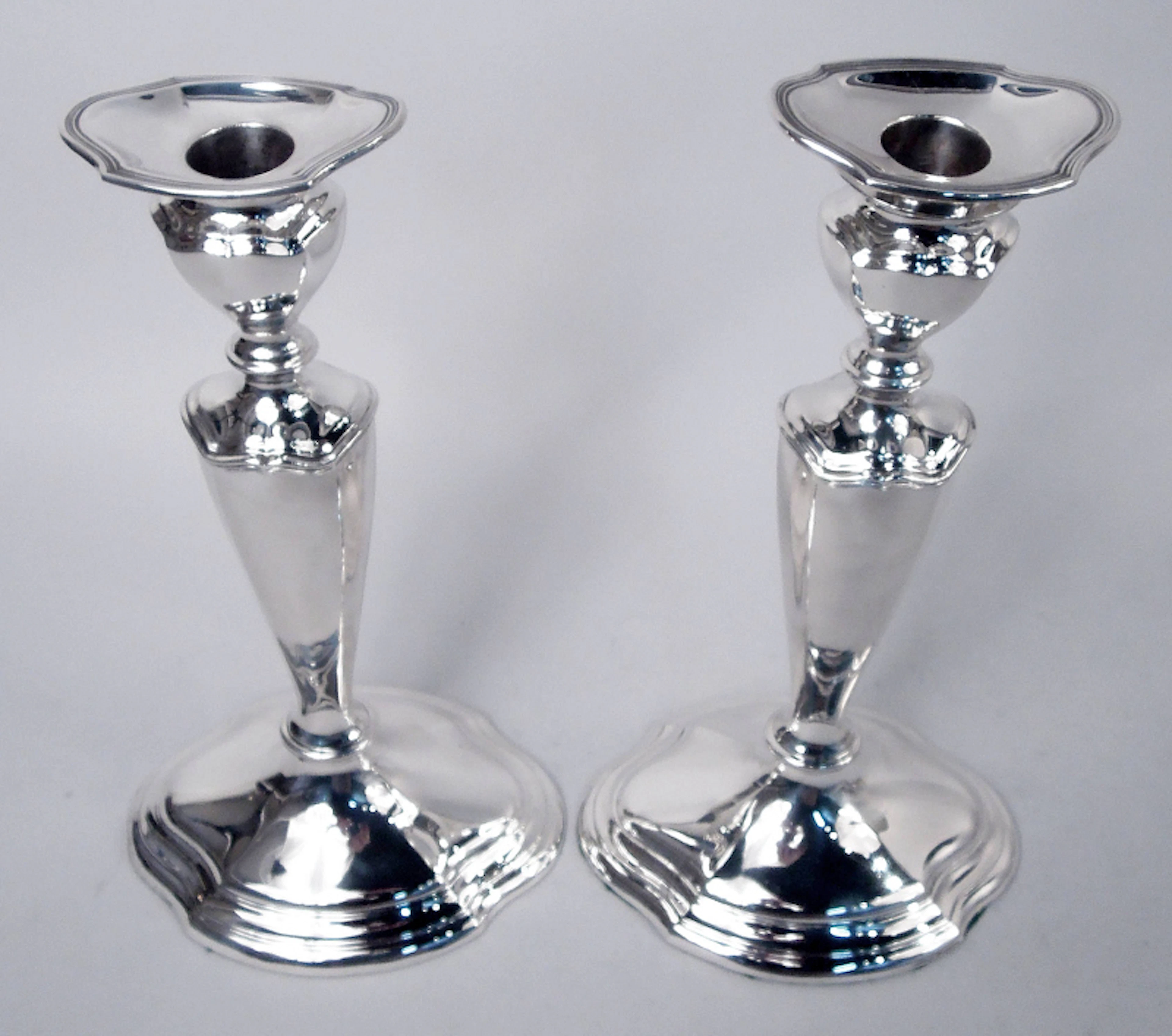 Pair of Reed & Barton Edwardian Classical Sterling Silver Candlesticks