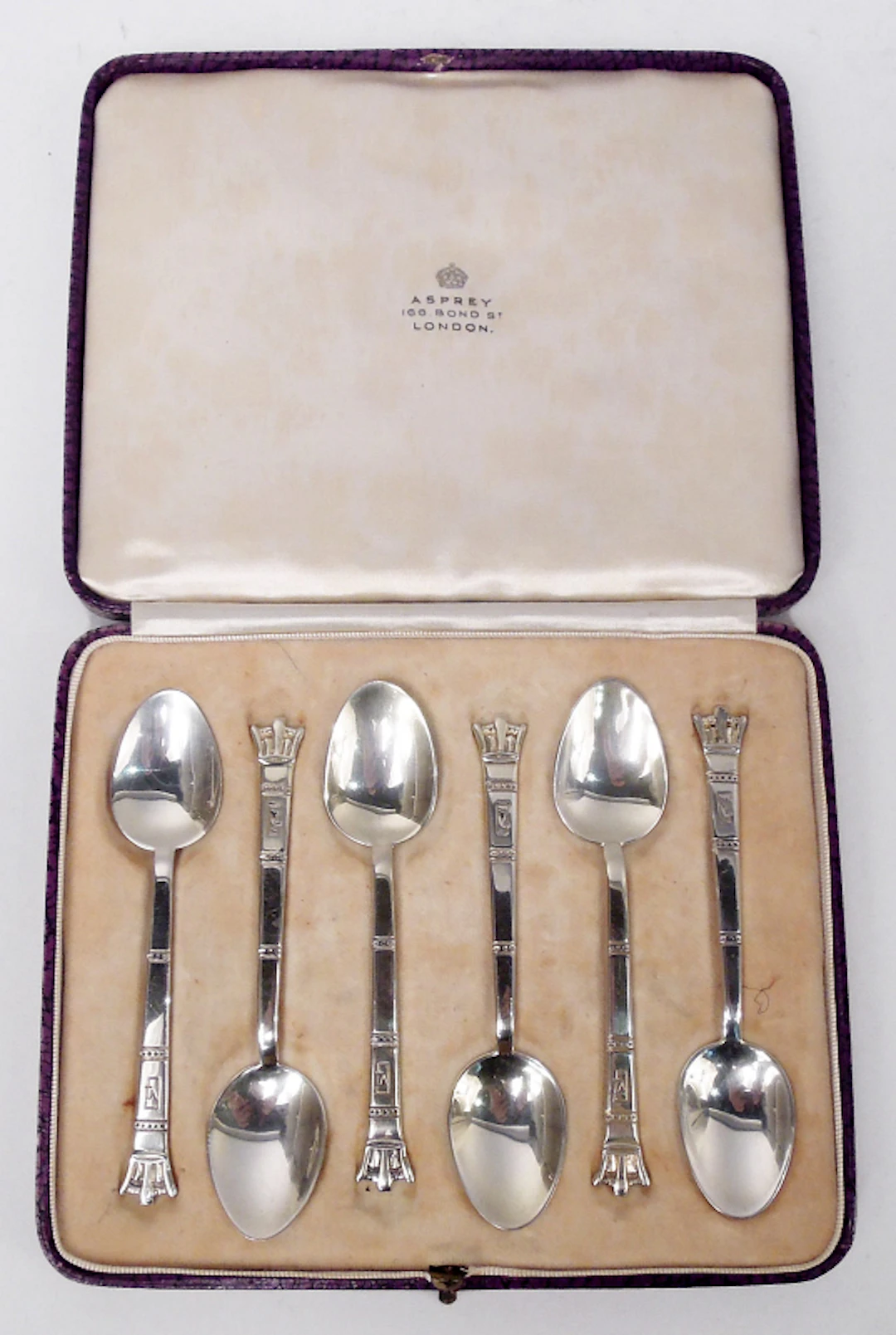 Set of 6 Asprey Demitasse Spoons Commemorating 1937 Coronation