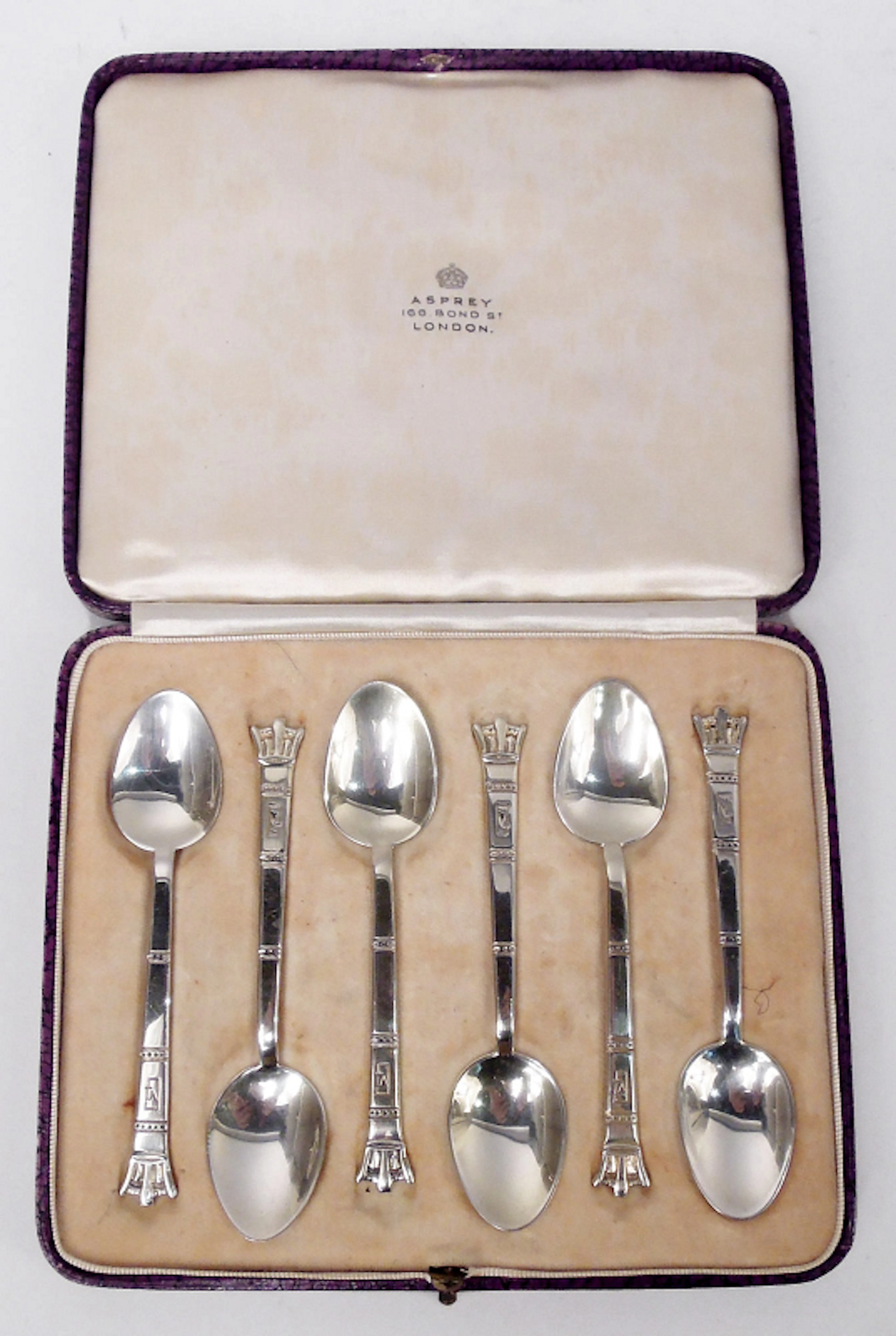 Set of 6 Asprey Demitasse Spoons Commemorating 1937 Coronation