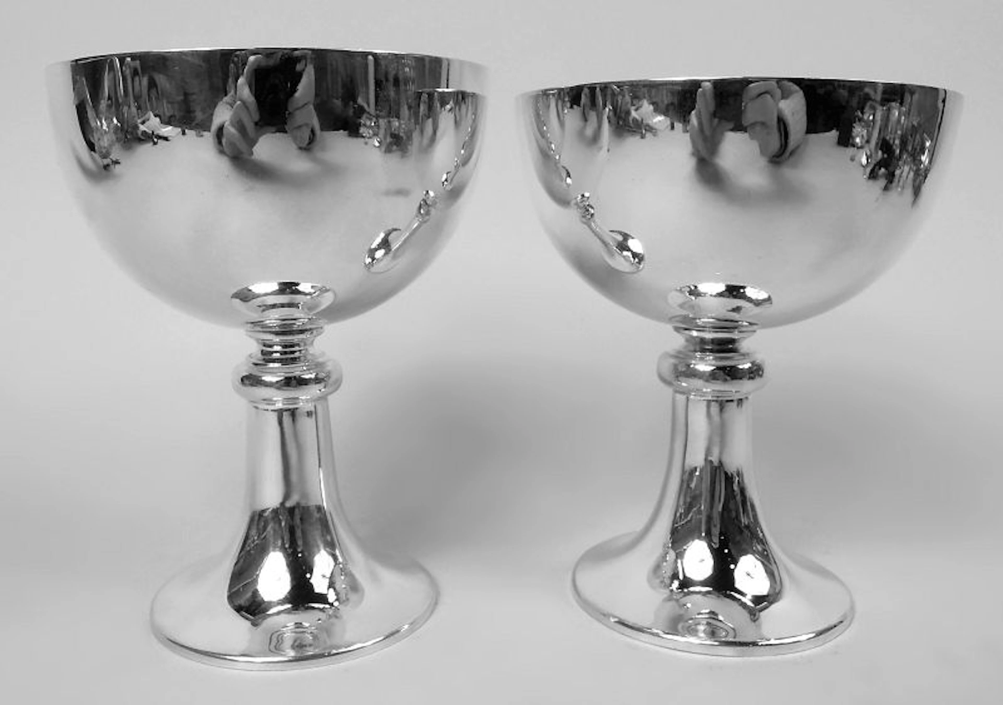 Pair of Tiffany American Modern Classical Chalice Goblets
