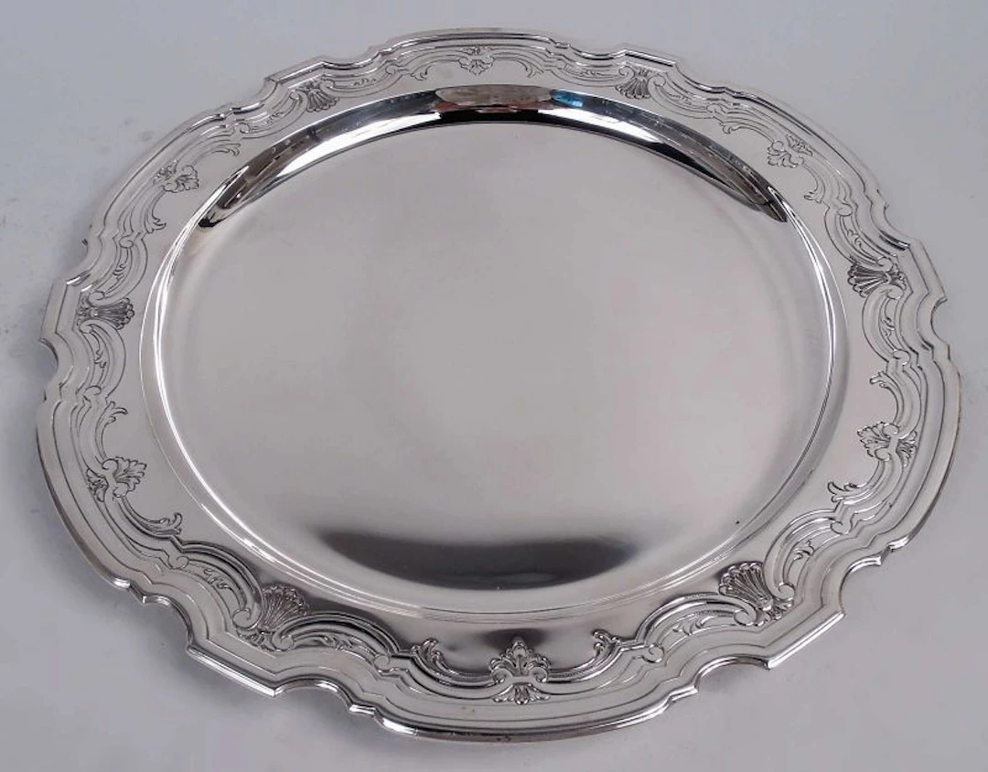 Tiffany Modern Georgian Sterling Silver Piecrust Tray