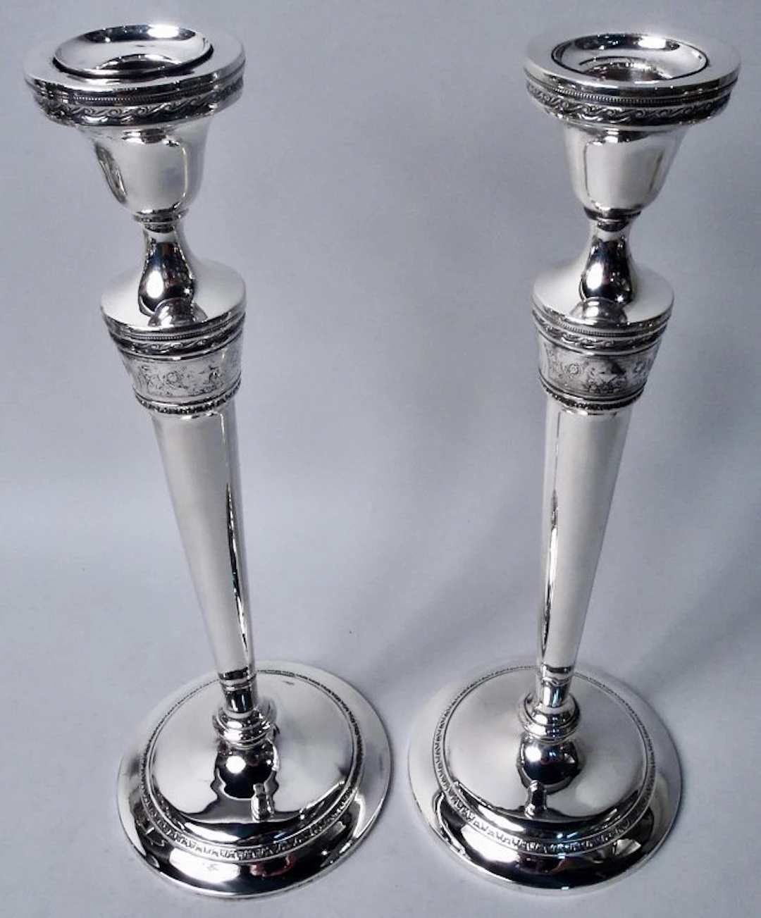Pair of International Wedgwood Sterling Silver 12-Inch Candlesticks