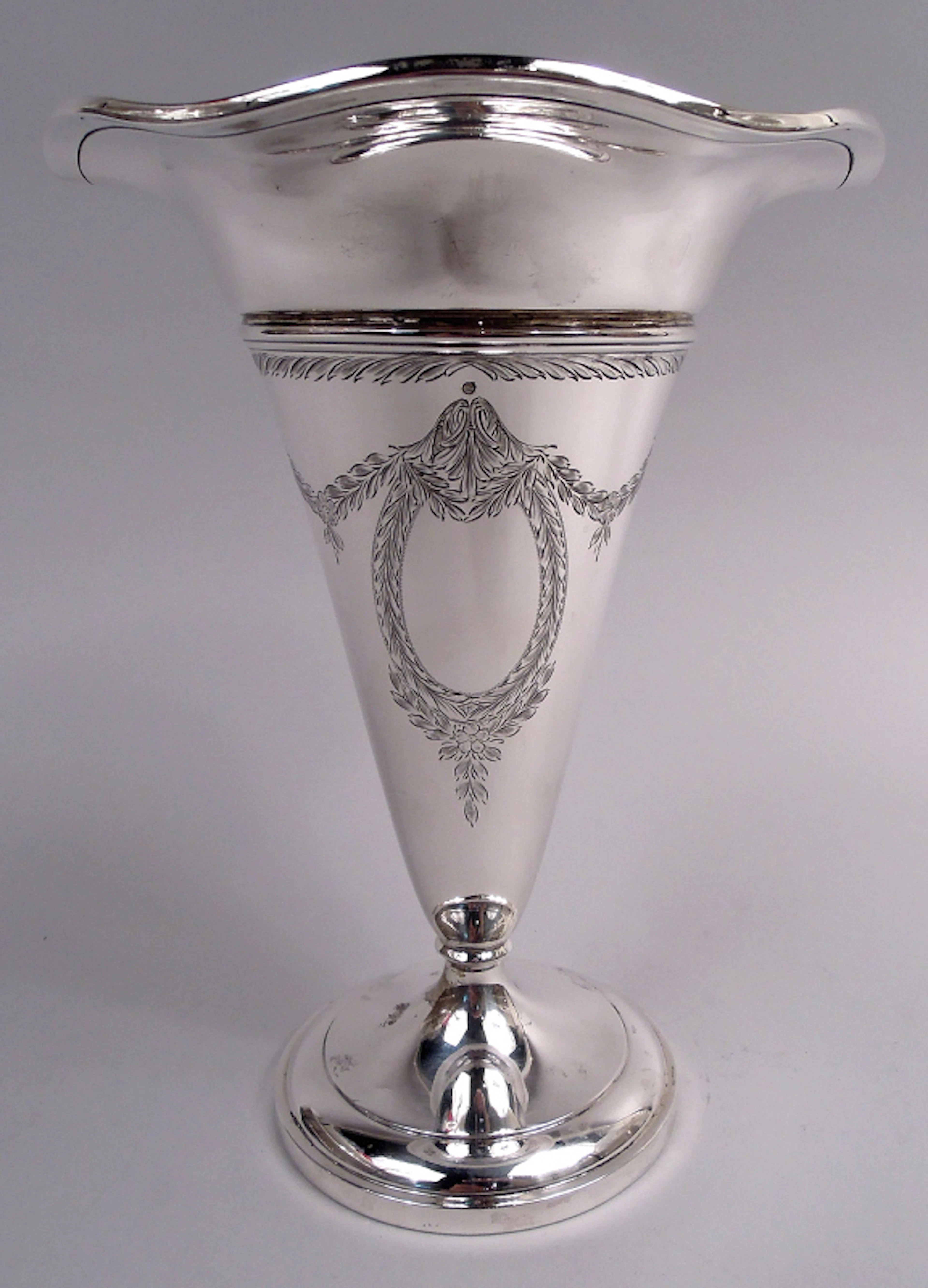 Antique American Edwardian Classical Sterling Silver 9-Inch Vase